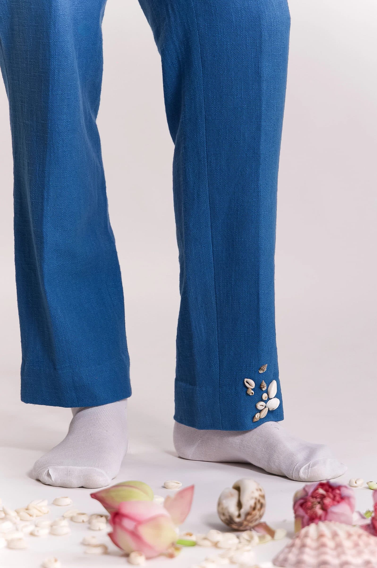 Sagar Embroidered Trouser - Blue hover
