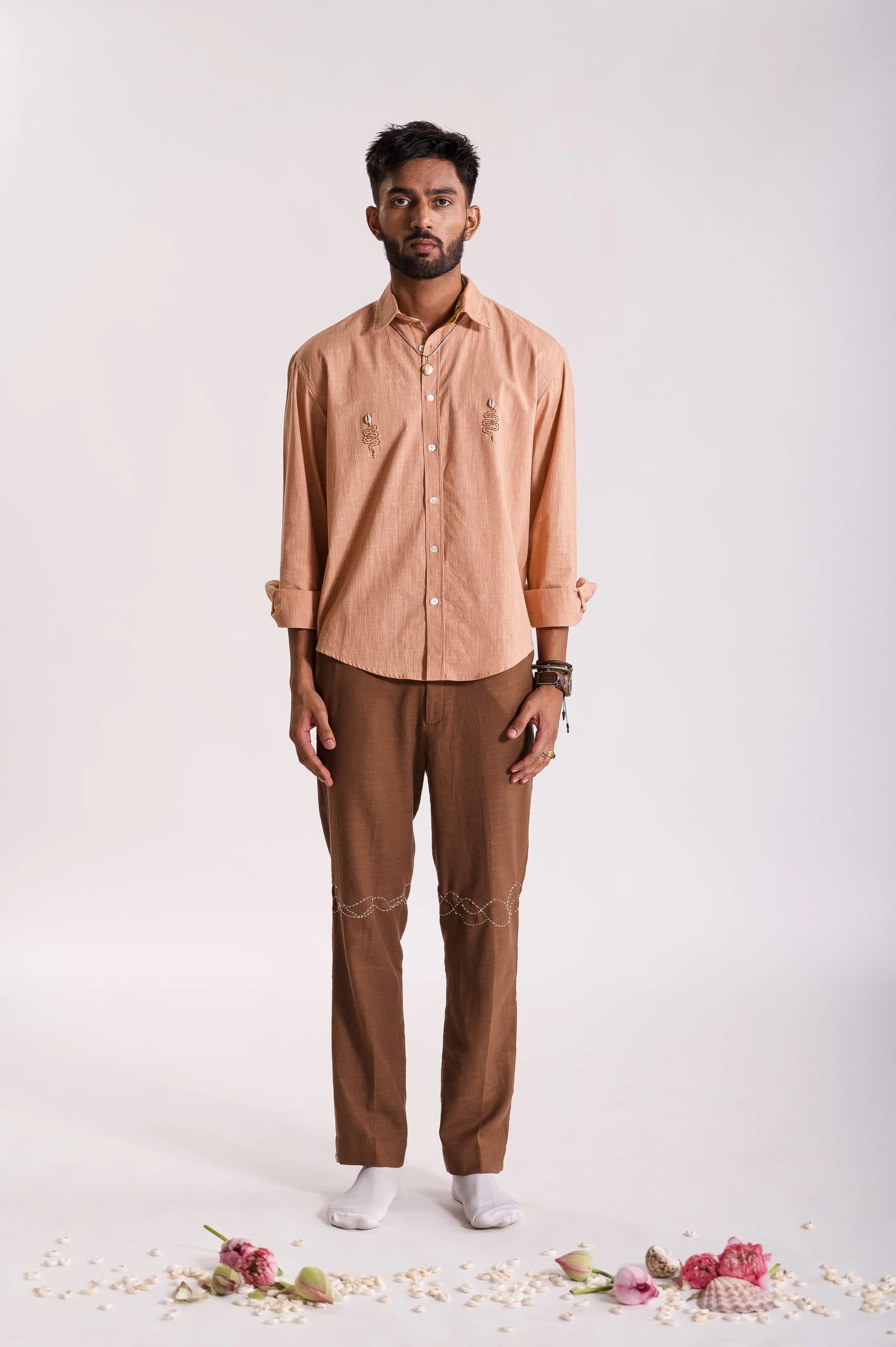 Sarp Embroidered Shirt - Peach image 2