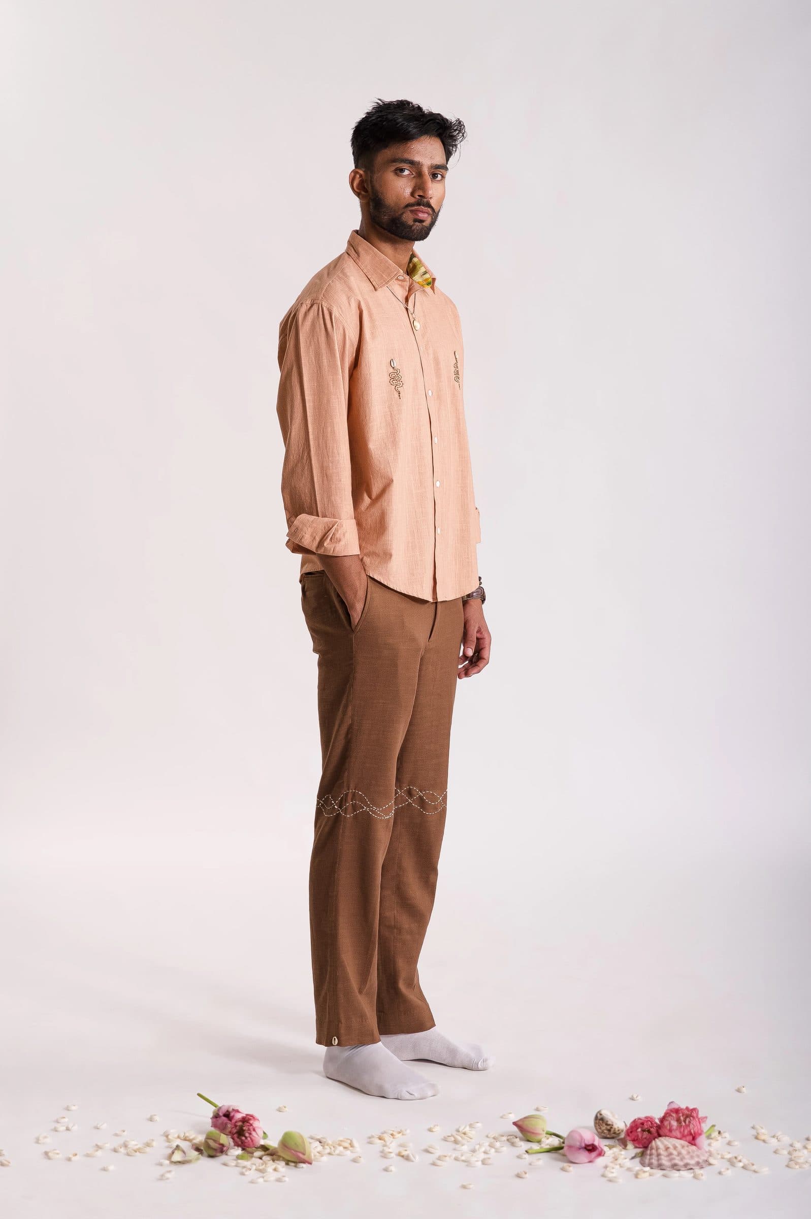 Sarp Embroidered Shirt - Peach image 4