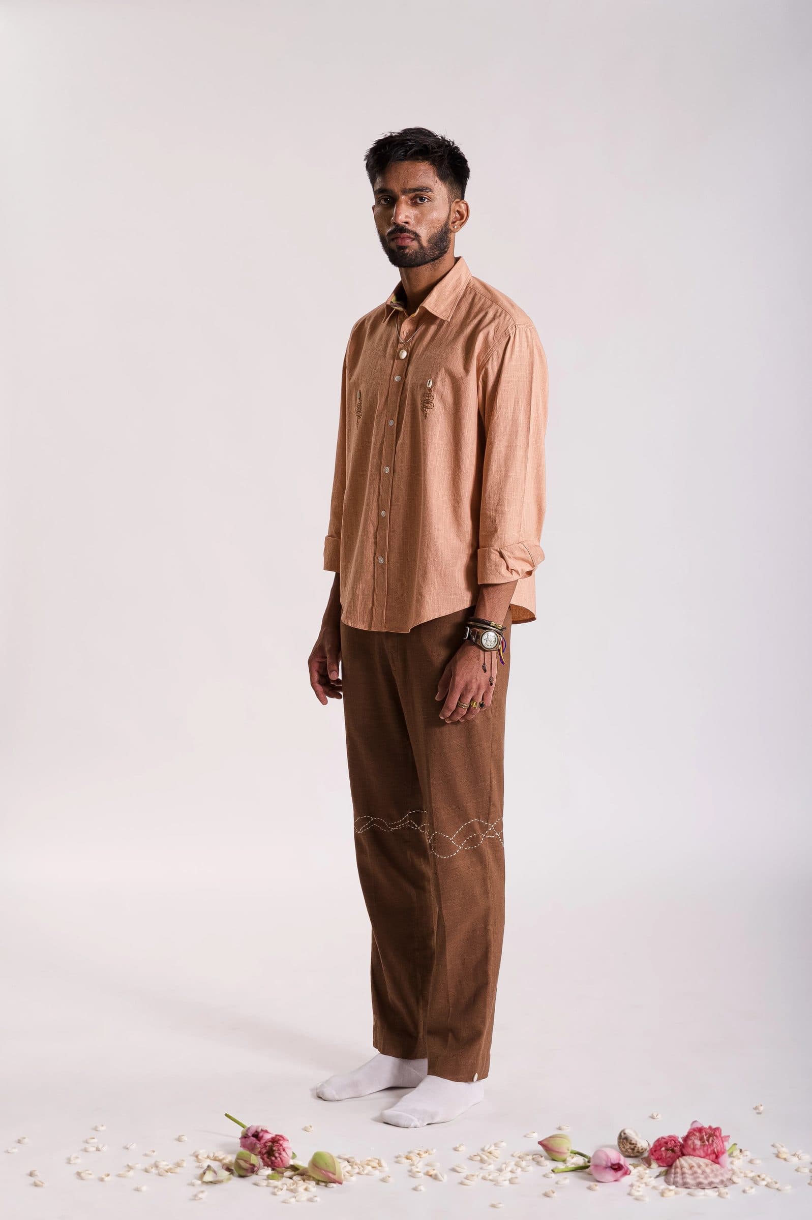 Sarp Embroidered Shirt - Peach image 5