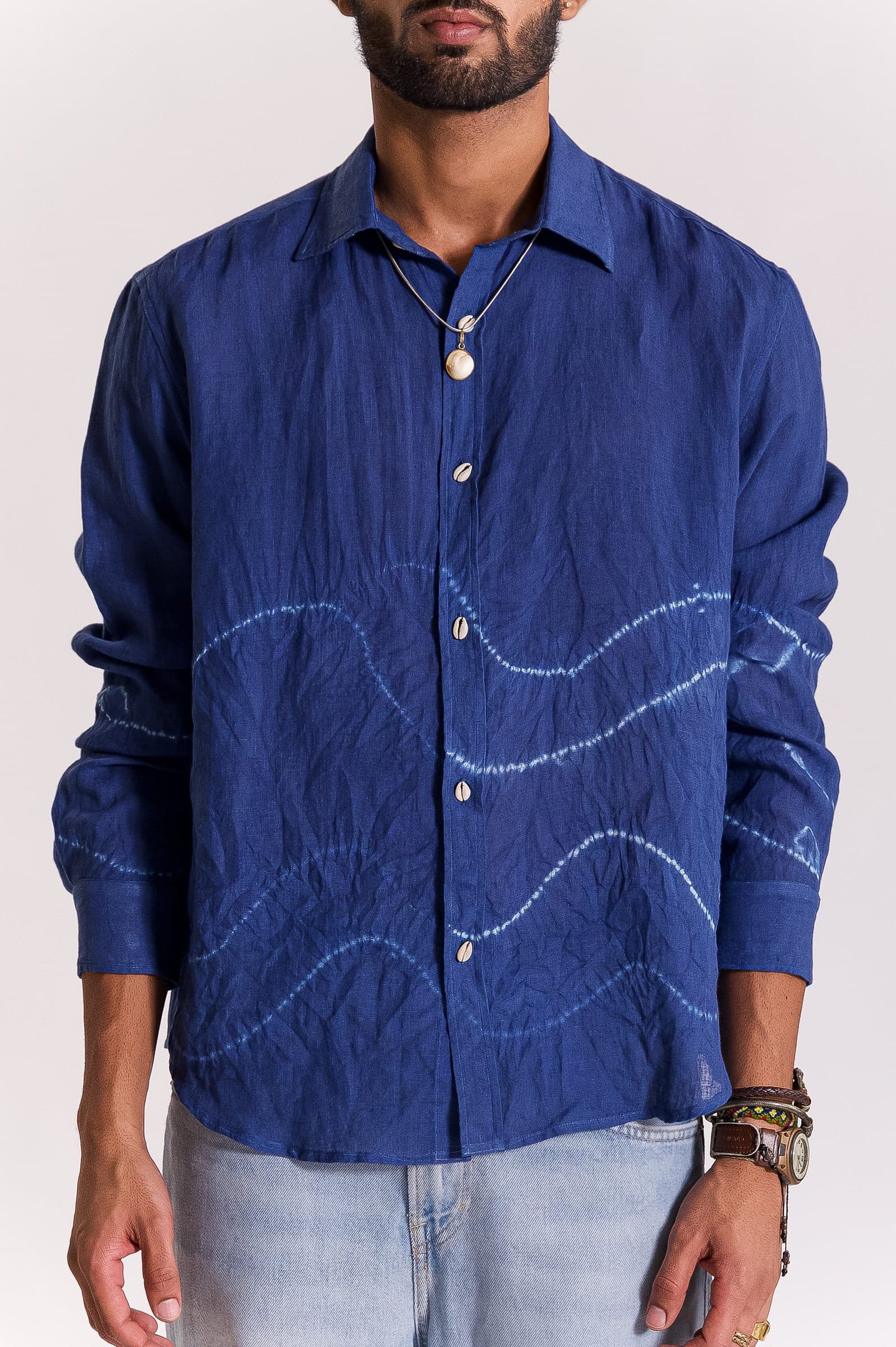 Tarang Linen Shibori Shirt - Indigo image 1