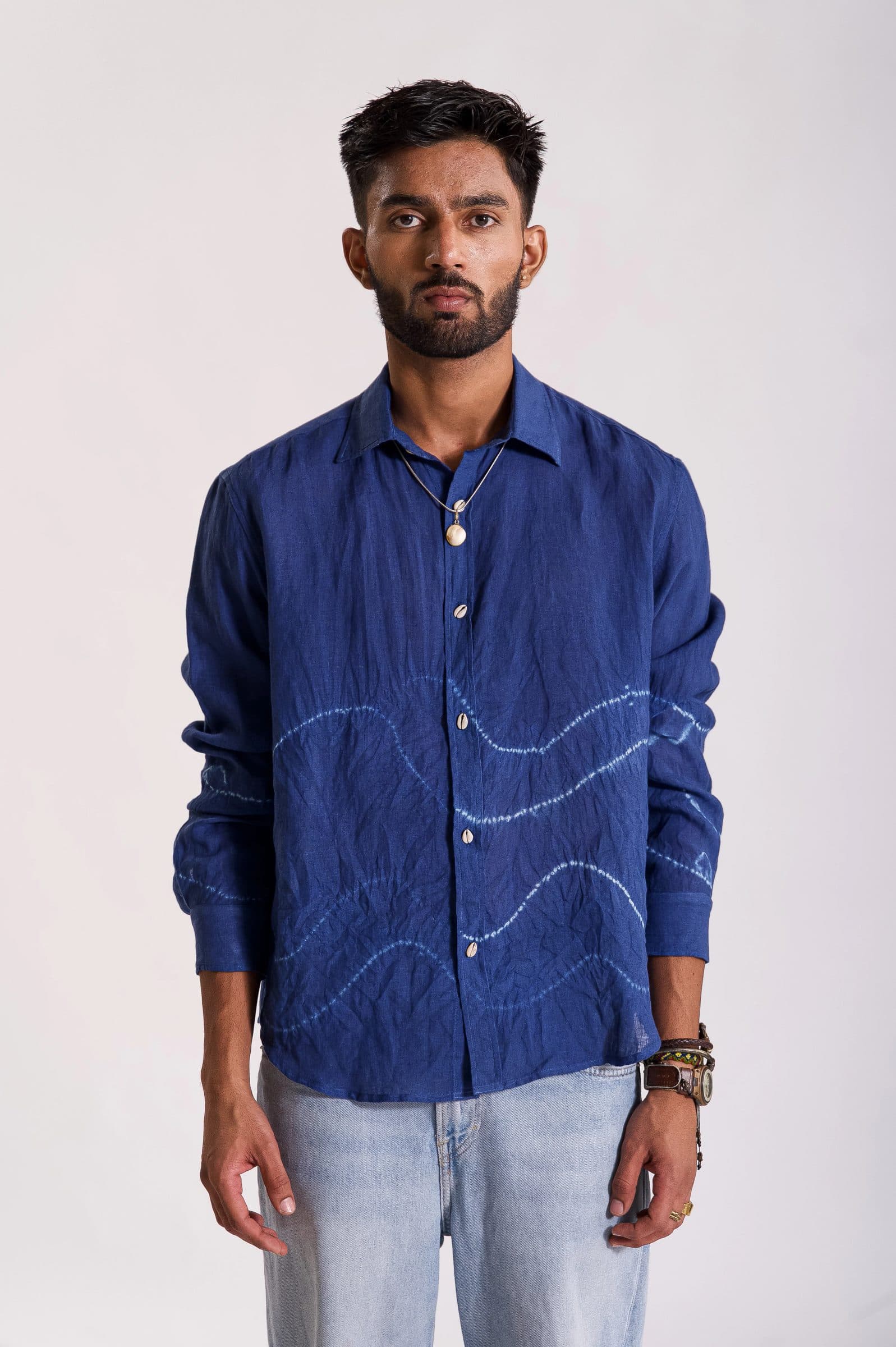 Tarang Linen Shibori Shirt - Indigo image 2