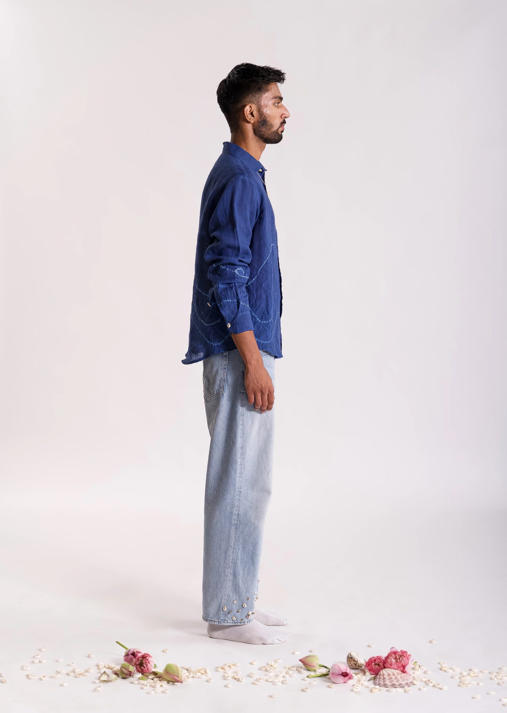 Tarang Linen Shibori Shirt - Indigo image 5