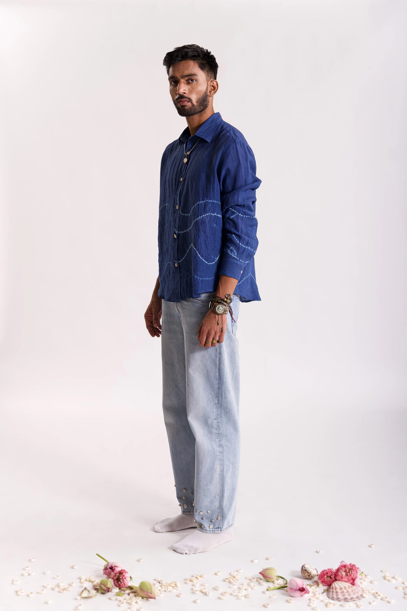 Tarang Linen Shibori Shirt - Indigo image 6