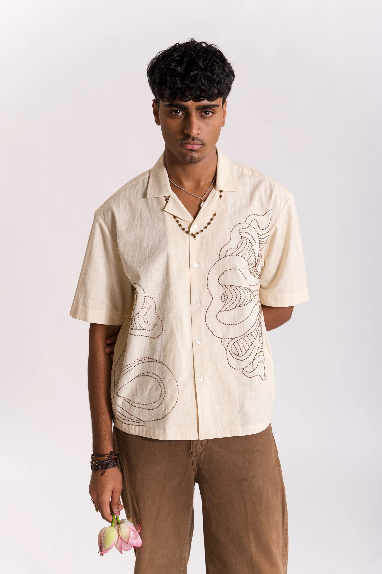 Vasuki Hand Embroidered Shirt - OW