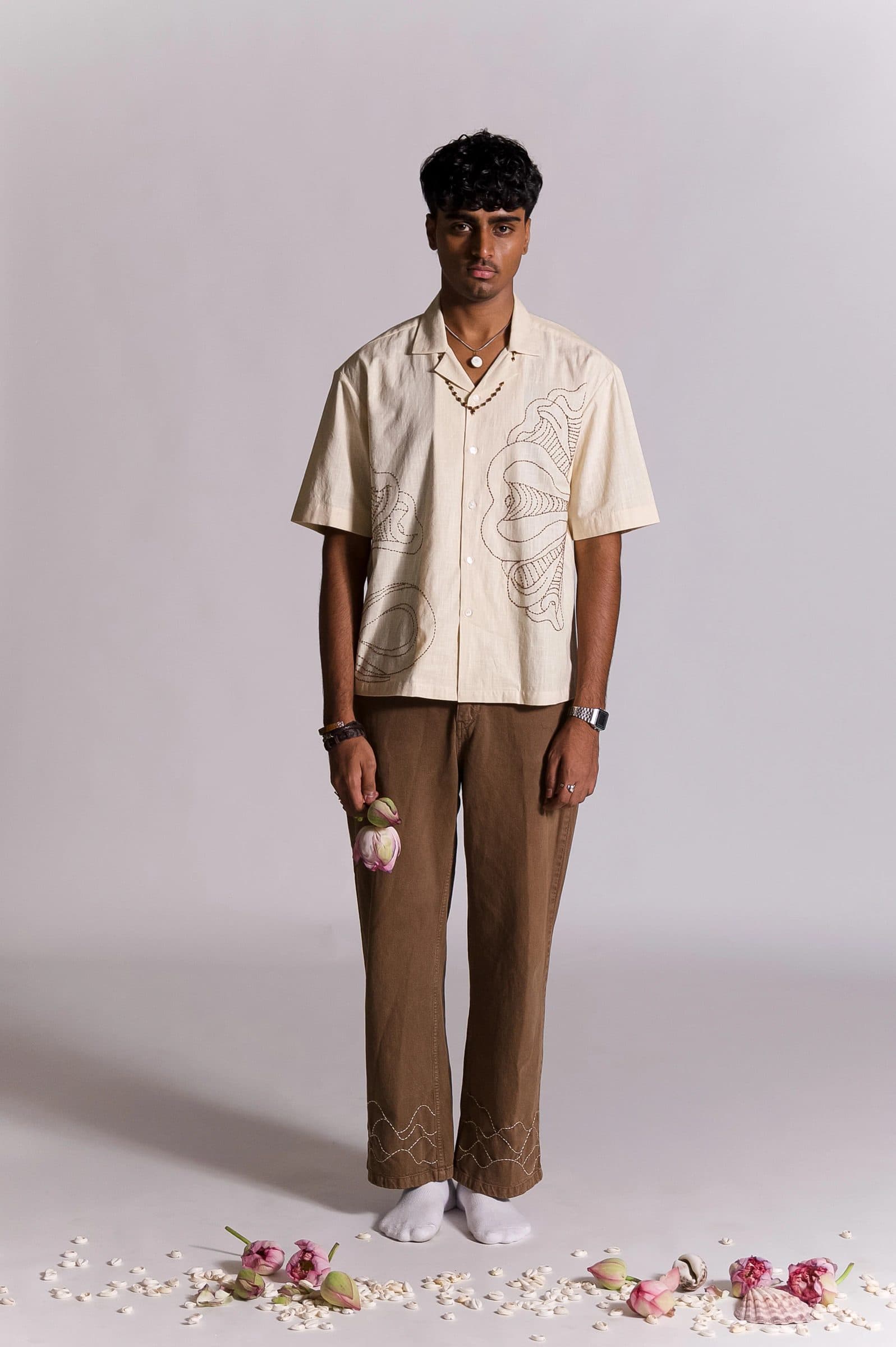 Vasuki Hand Embroidered Shirt - OW image 4