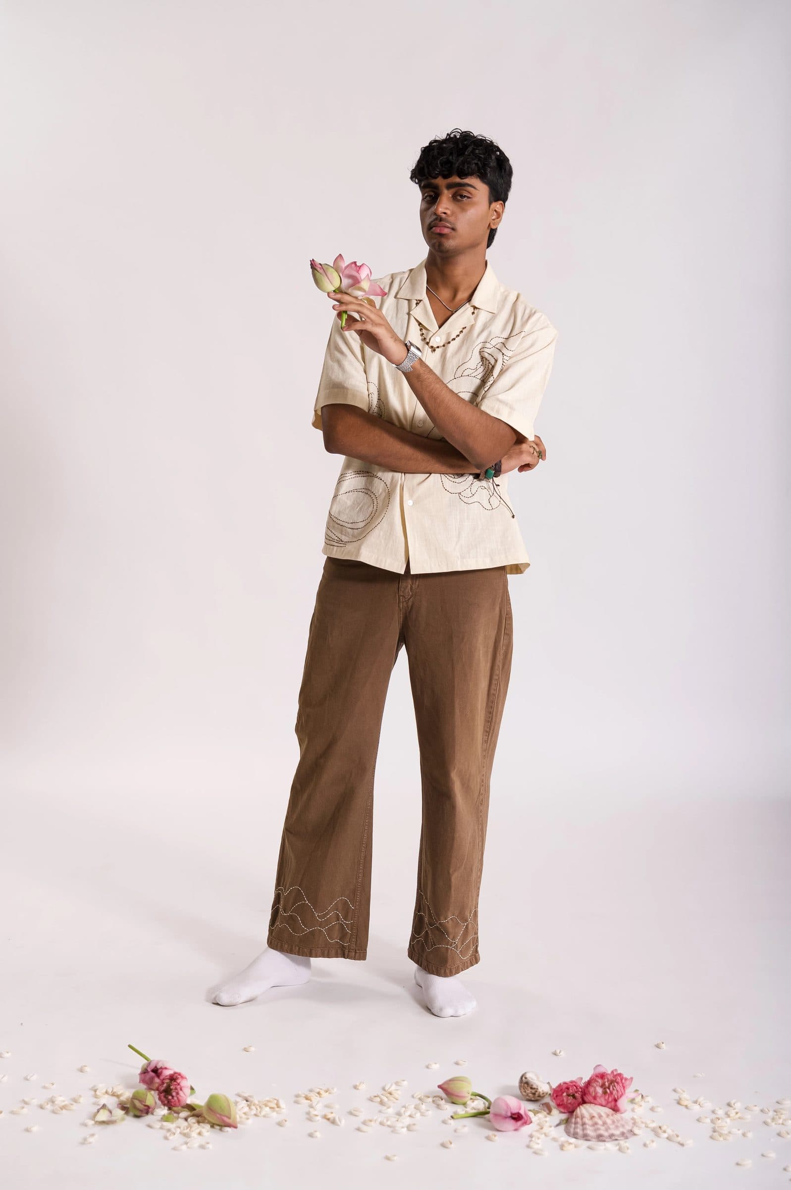 Vasuki Hand Embroidered Shirt - OW image 3