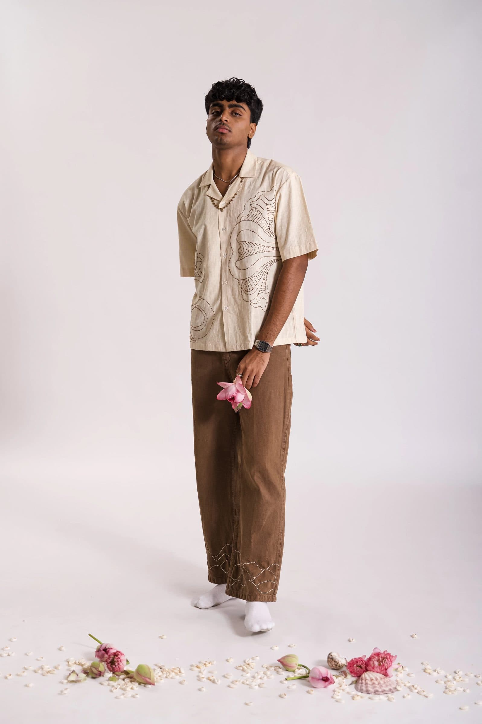 Vasuki Hand Embroidered Shirt - OW image 5