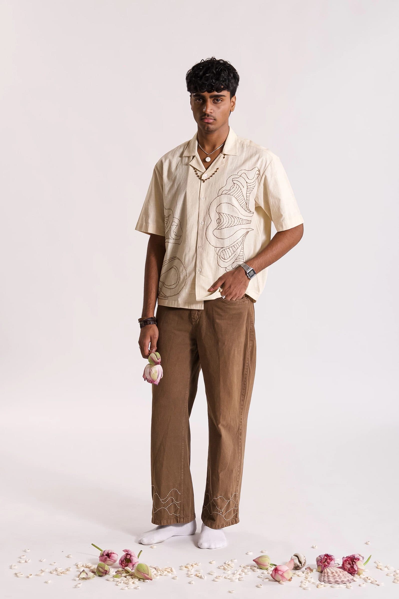 Vasuki Hand Embroidered Shirt - OW image 6