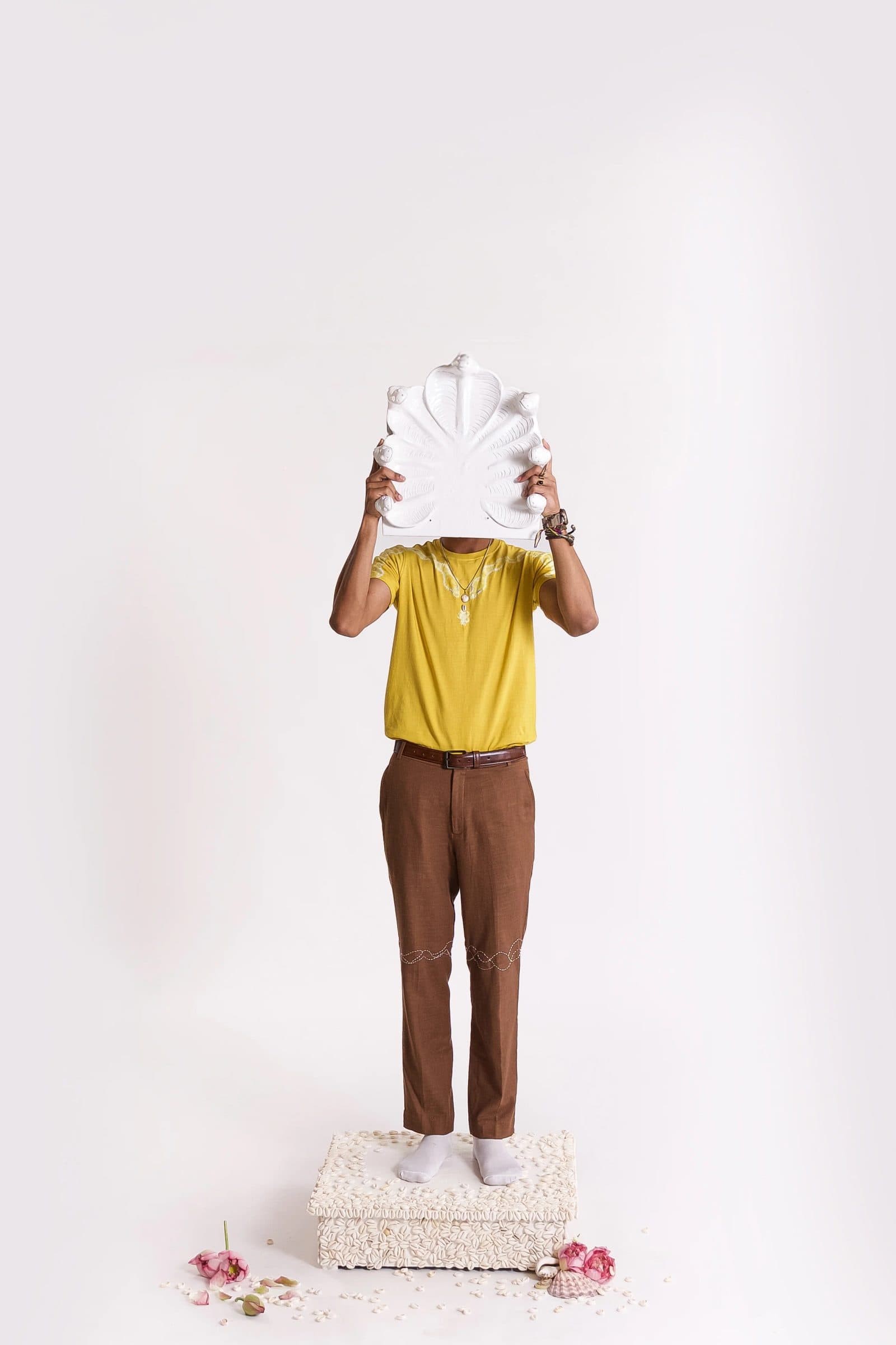 Wave Embroidered Trouser - Brown image 4