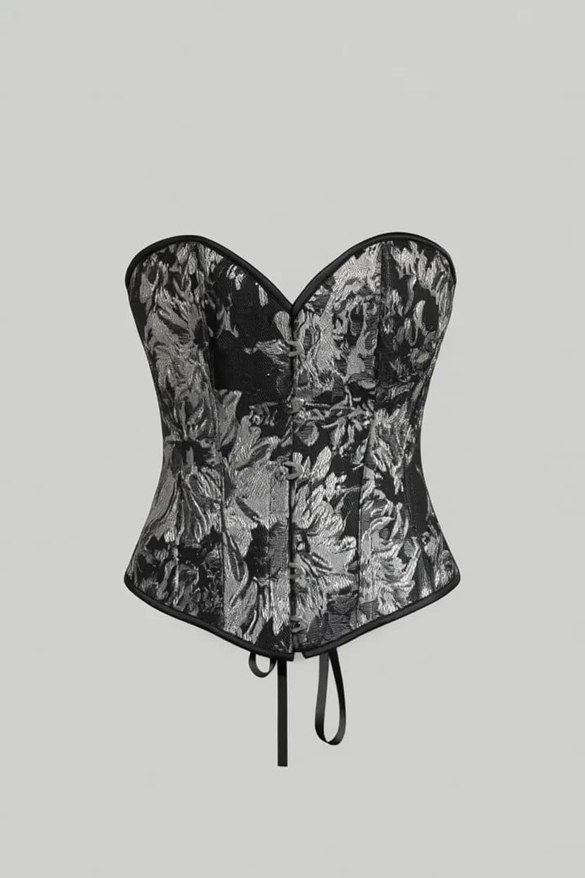 Antique Floral Brocade Corset Top image 5