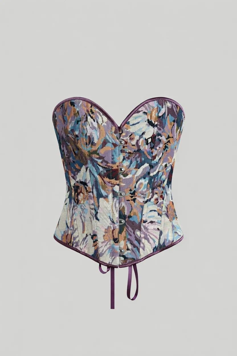 Antique Floral Brocade Corset Top image 9