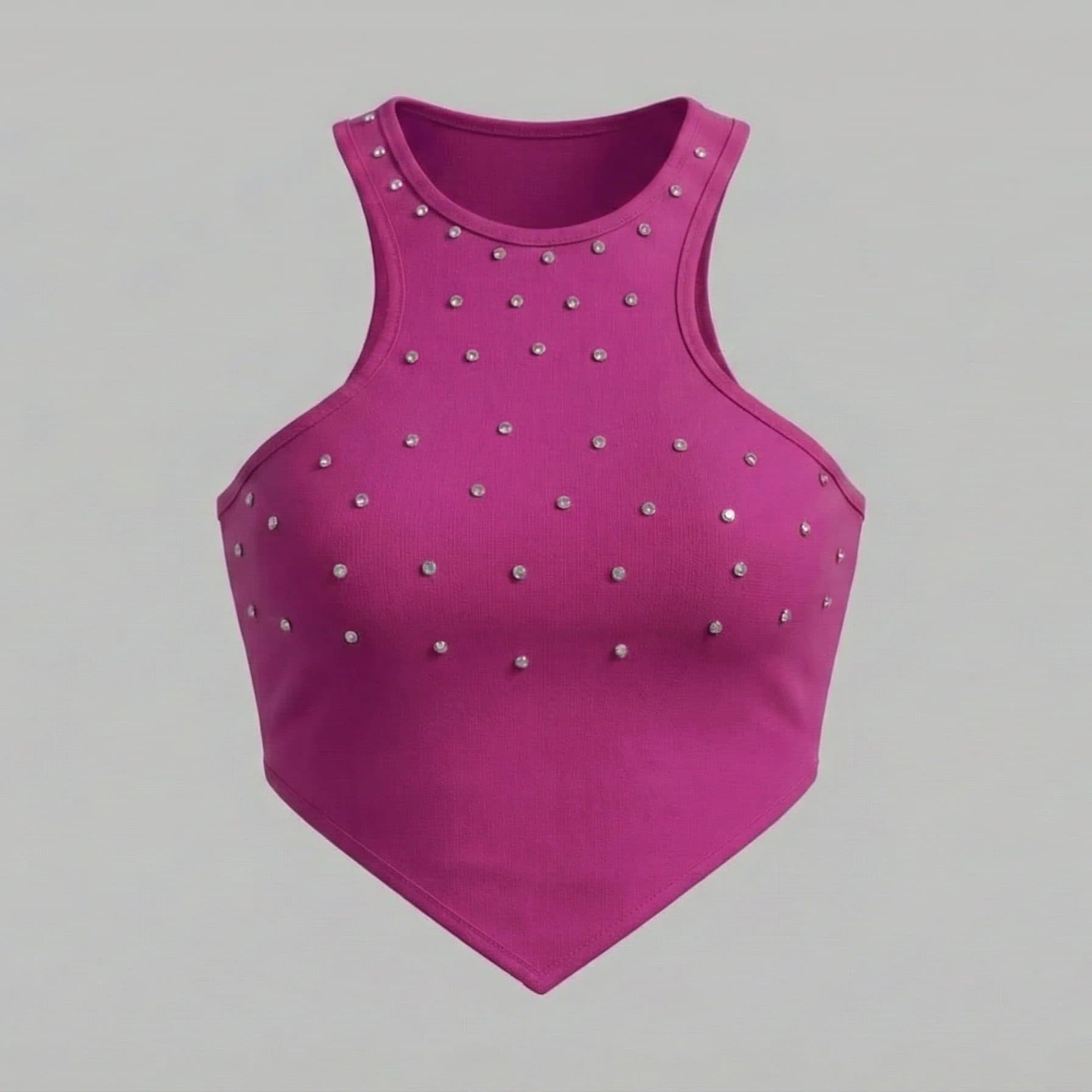 Crystal Studded V-Hem Halter Top image 1