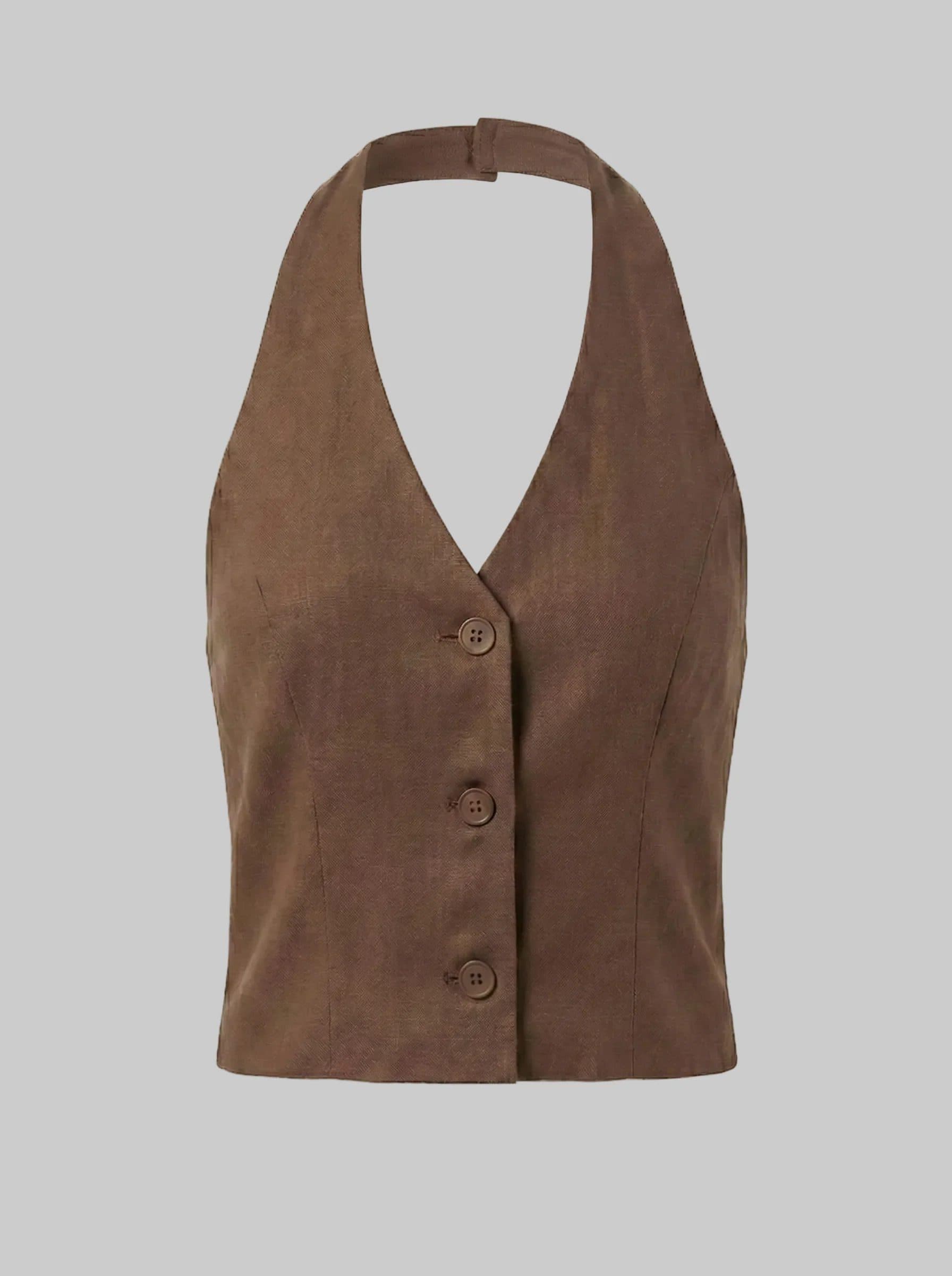 Old Money Waistcoat Halter Top