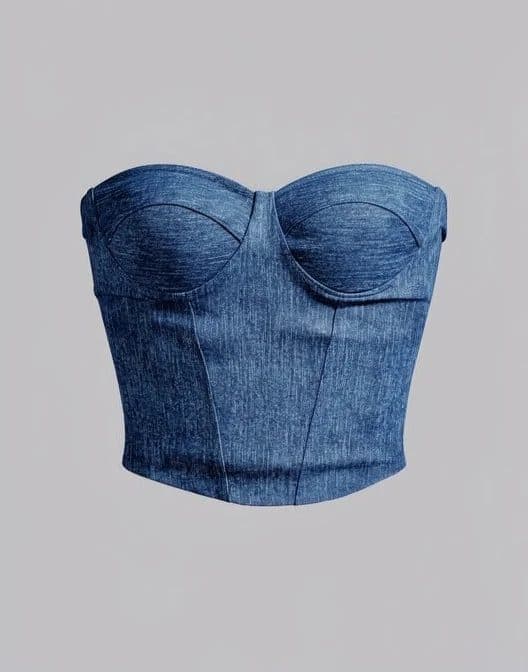 Pacific Blue Denim-Inspired Tube Top image 1