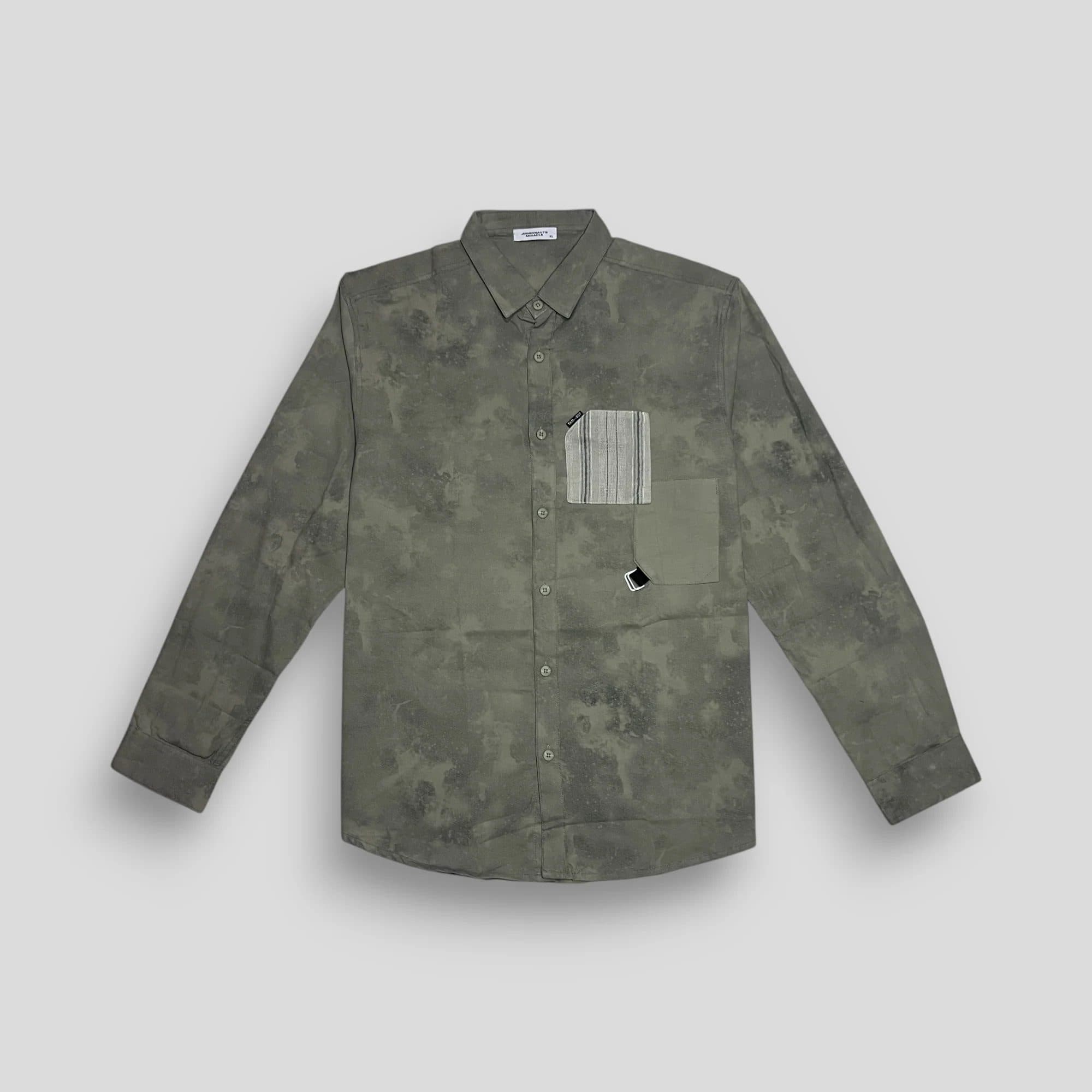 Smoke Printed Shirt - Olive Green image 1