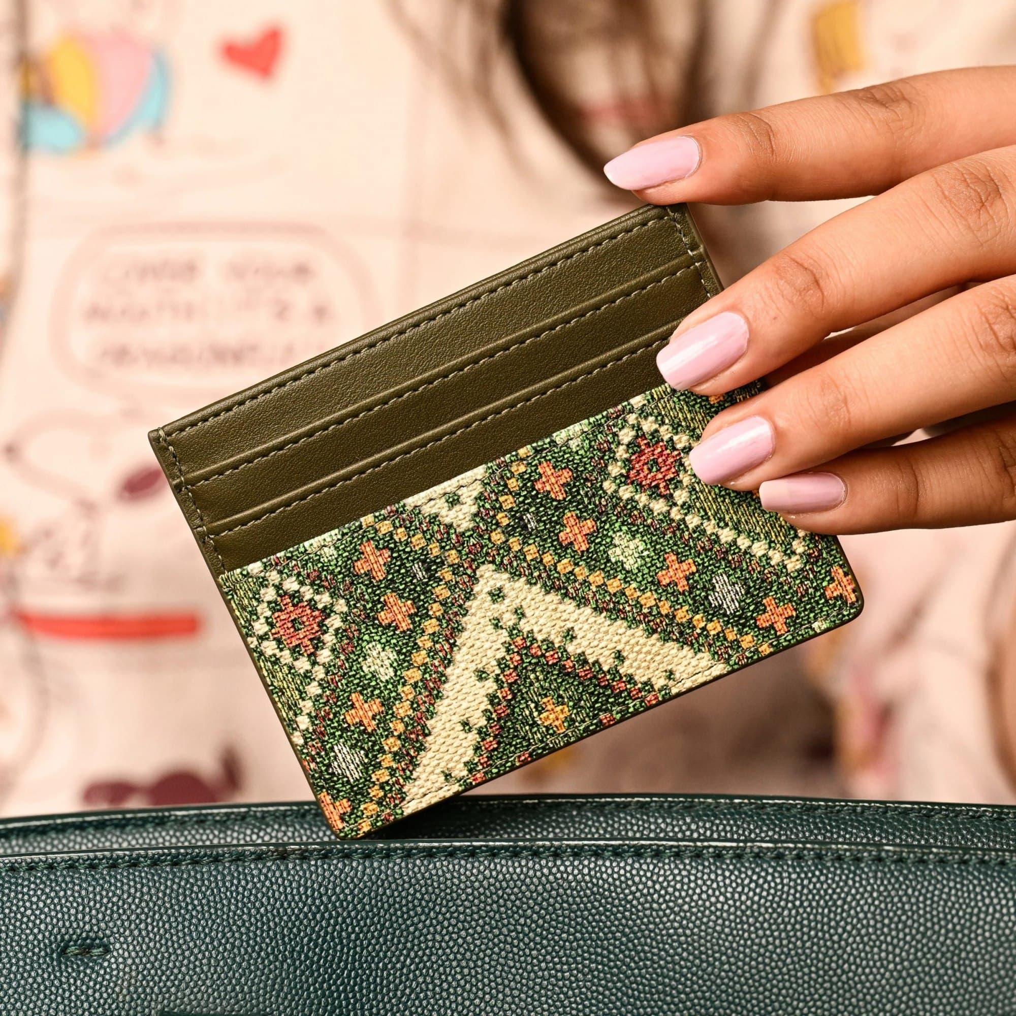 Olive Card Holder - Vegan Leather image 1
