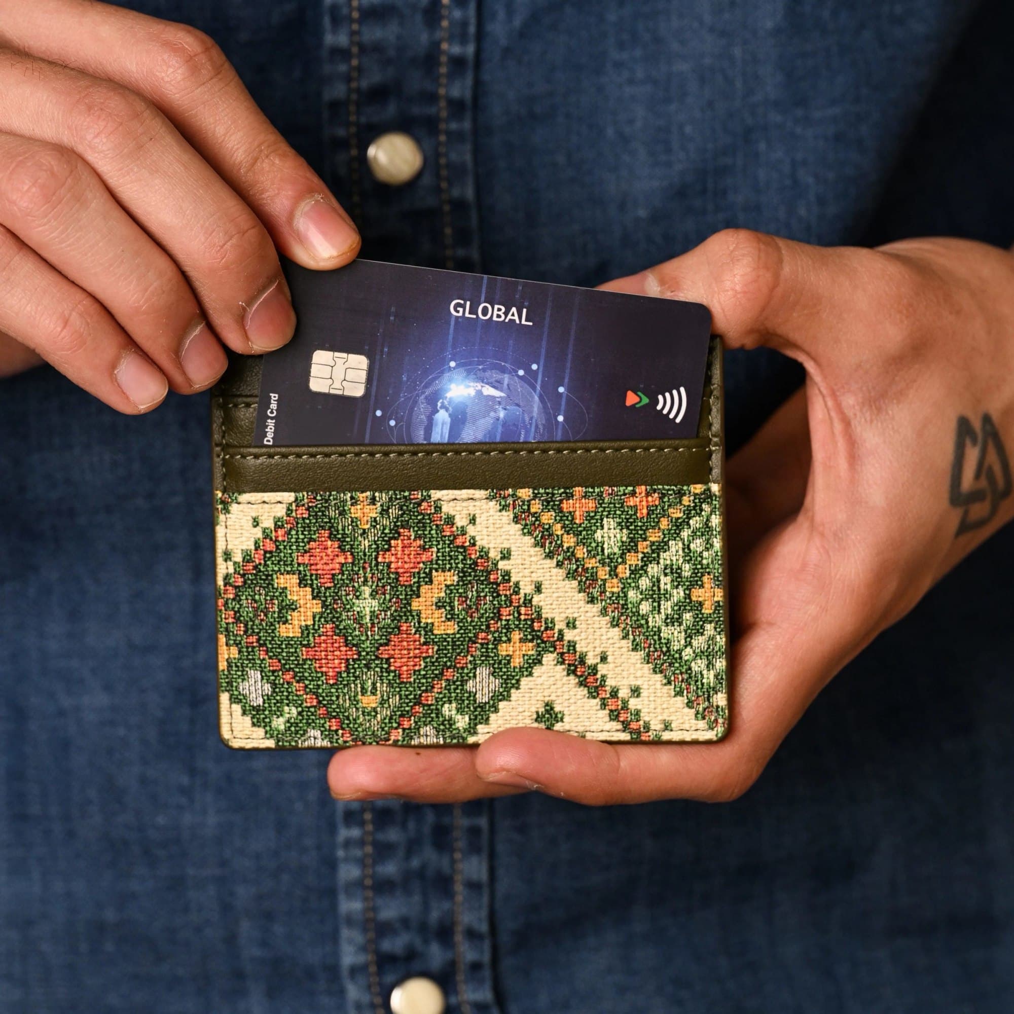 Olive Card Holder - Vegan Leather image 3