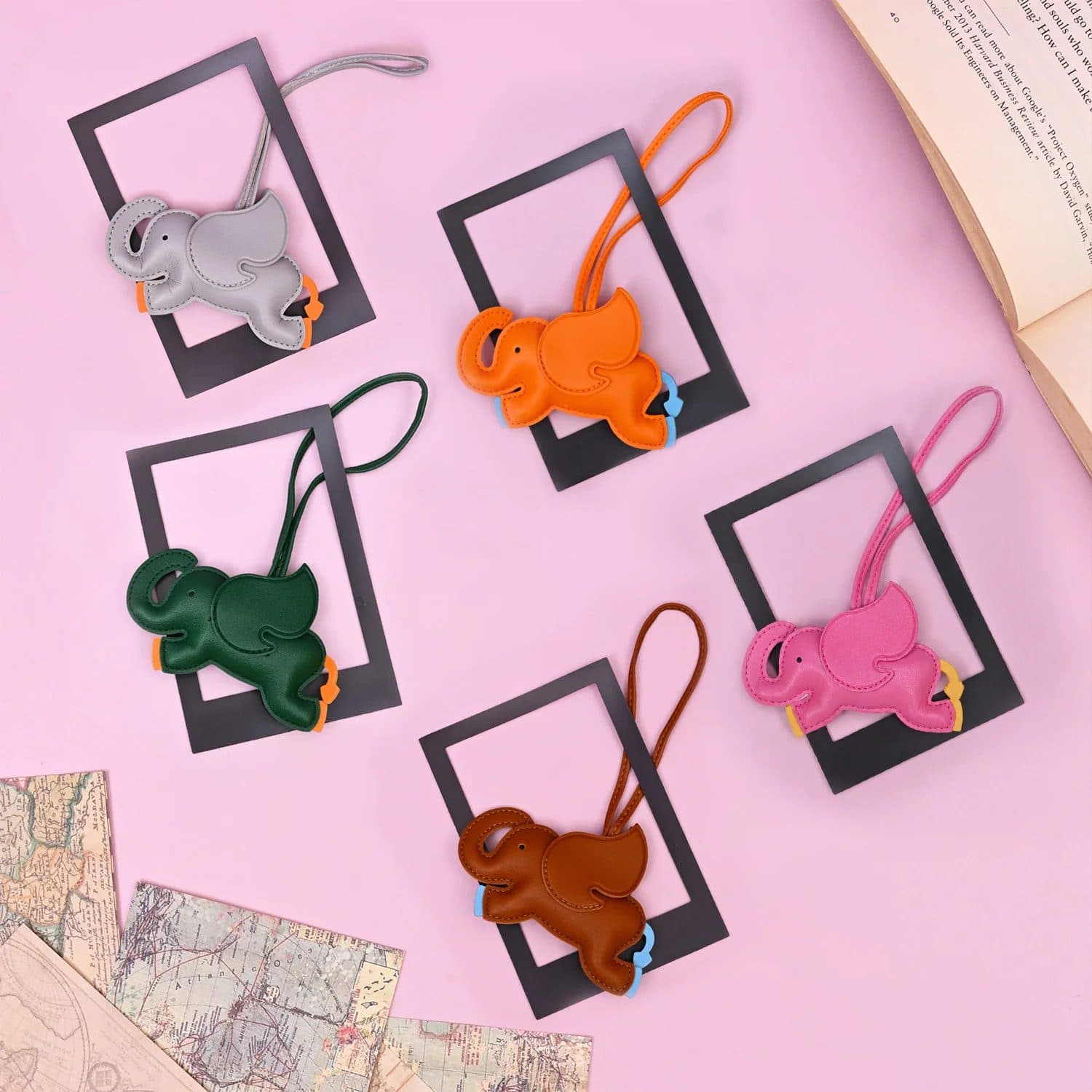 Vegan Leather Elephant Bag Charm image 1