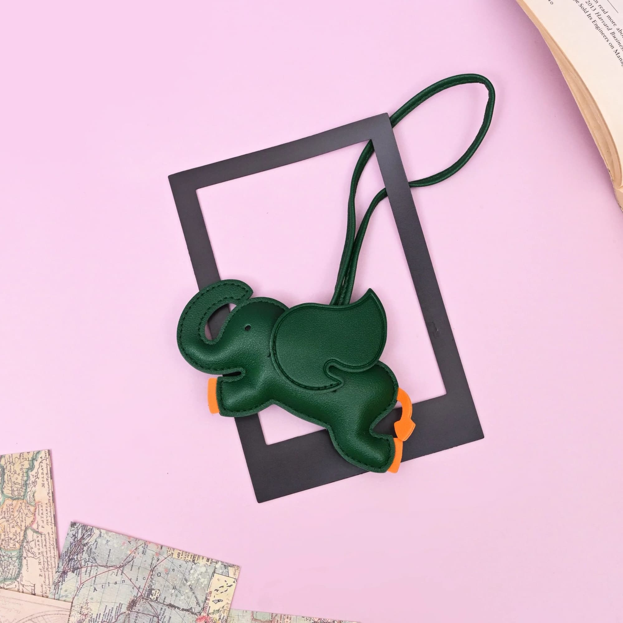 Vegan Leather Elephant Bag Charm image 3