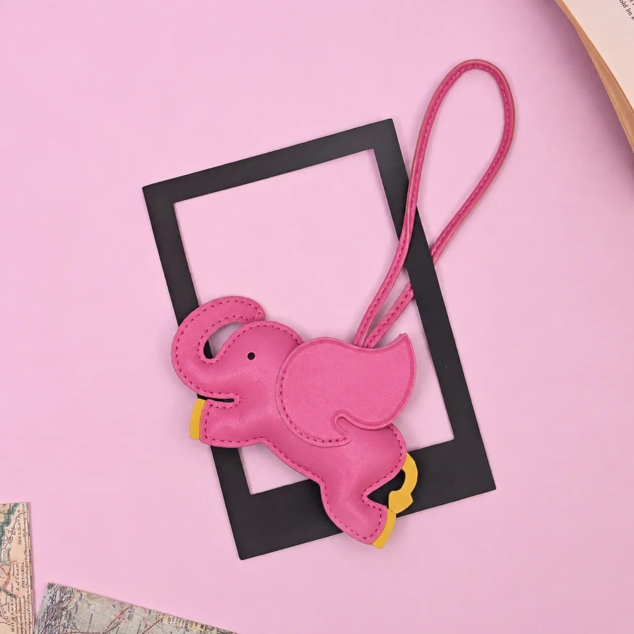 Vegan Leather Elephant Bag Charm image 4