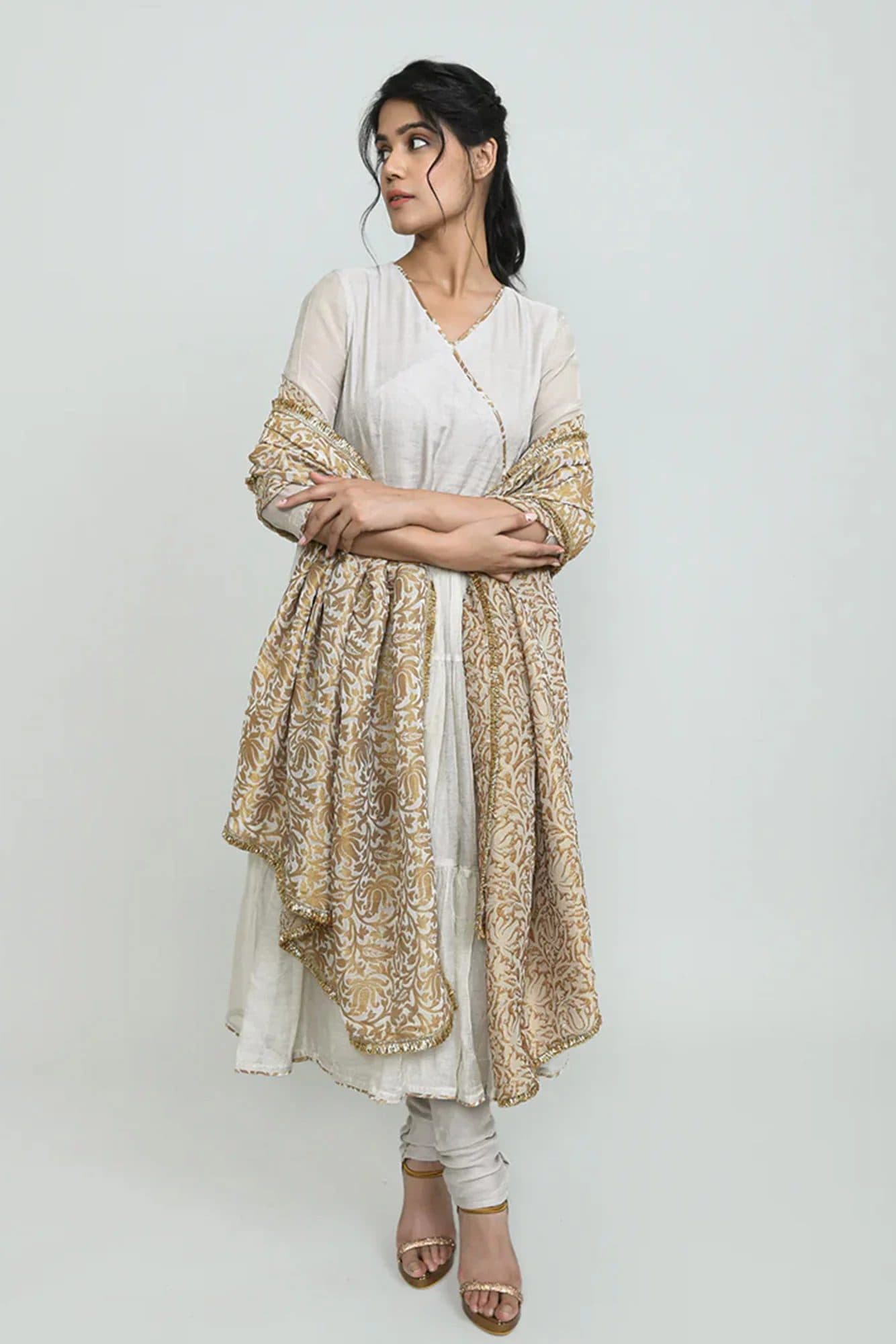 Alamzeb Tissue Angarkha Suit image 1