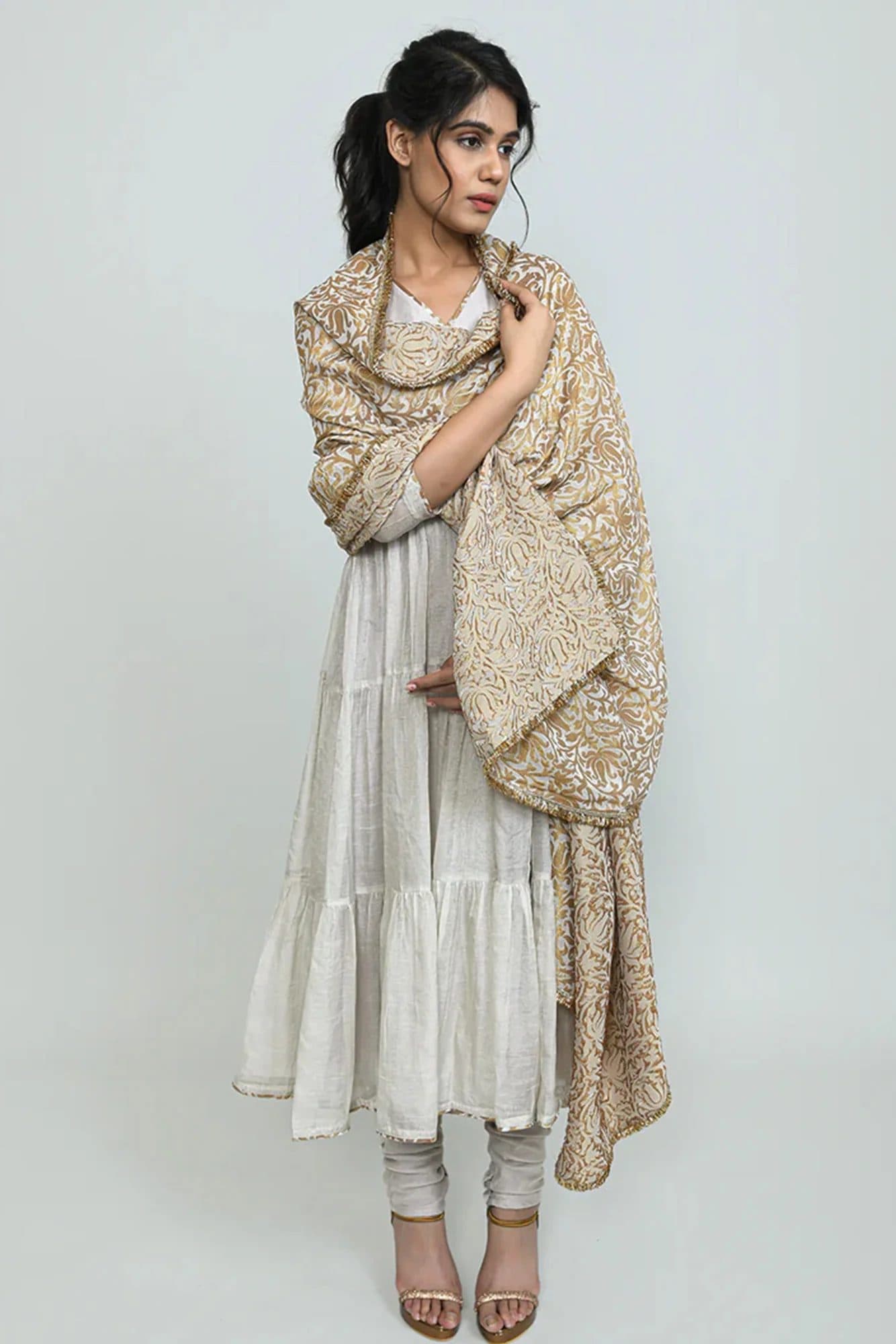 Alamzeb Tissue Angarkha Suit image 6