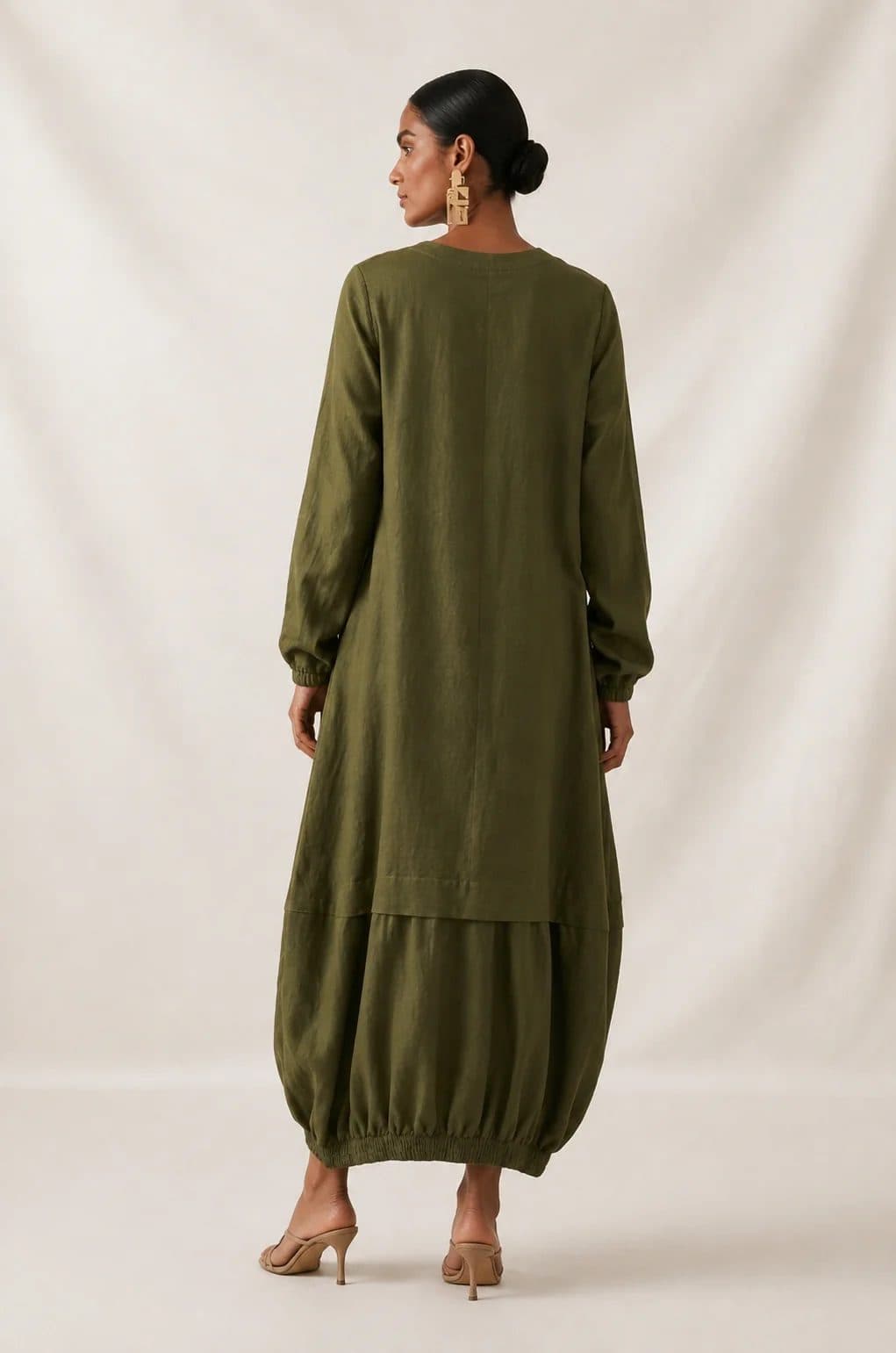 Army Green Boho Balloon Dress image 4