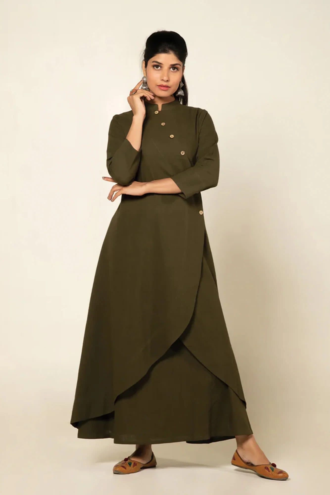 Army Green Everyday Elegance Kurta Set image 5
