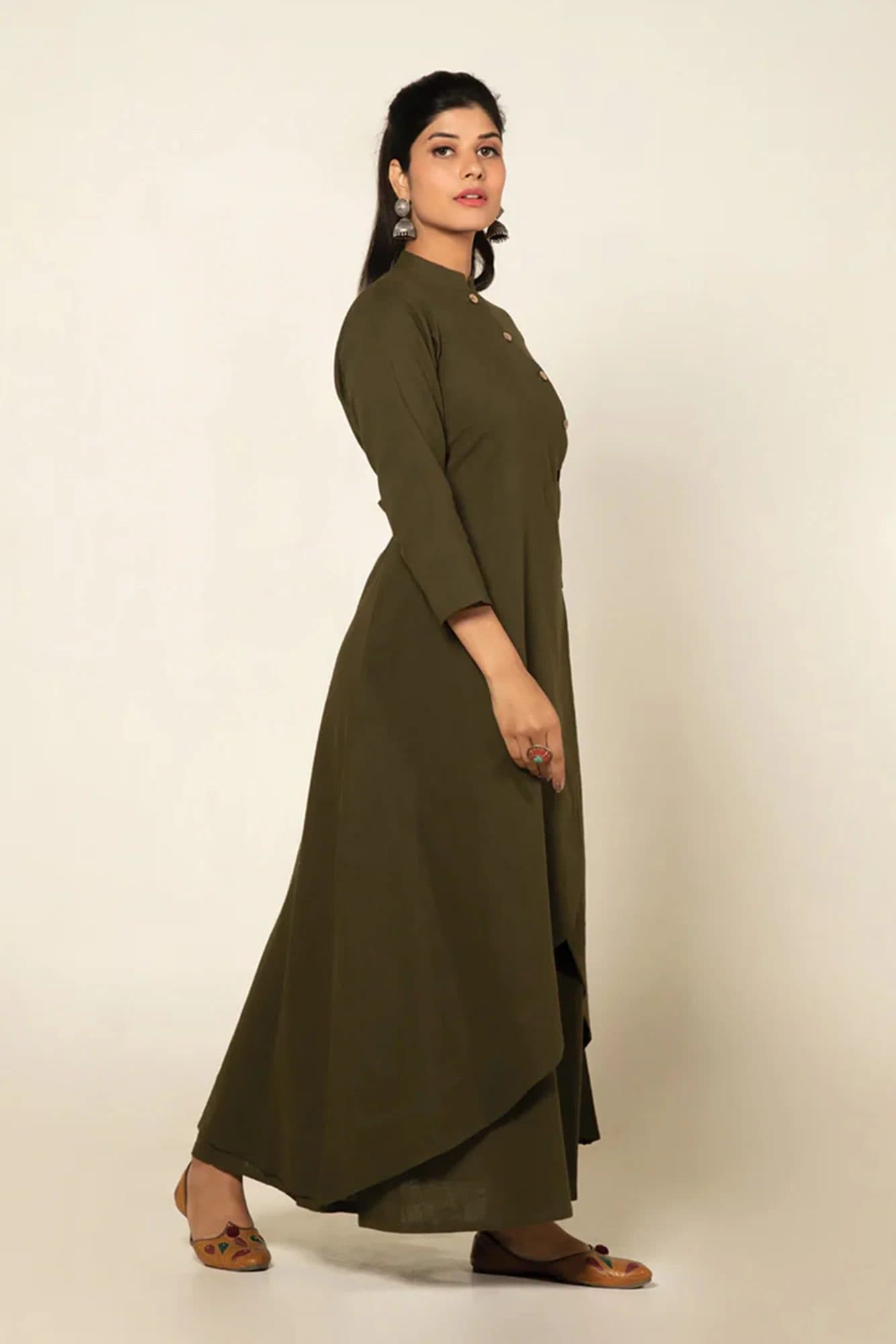 Army Green Everyday Elegance Kurta Set image 4
