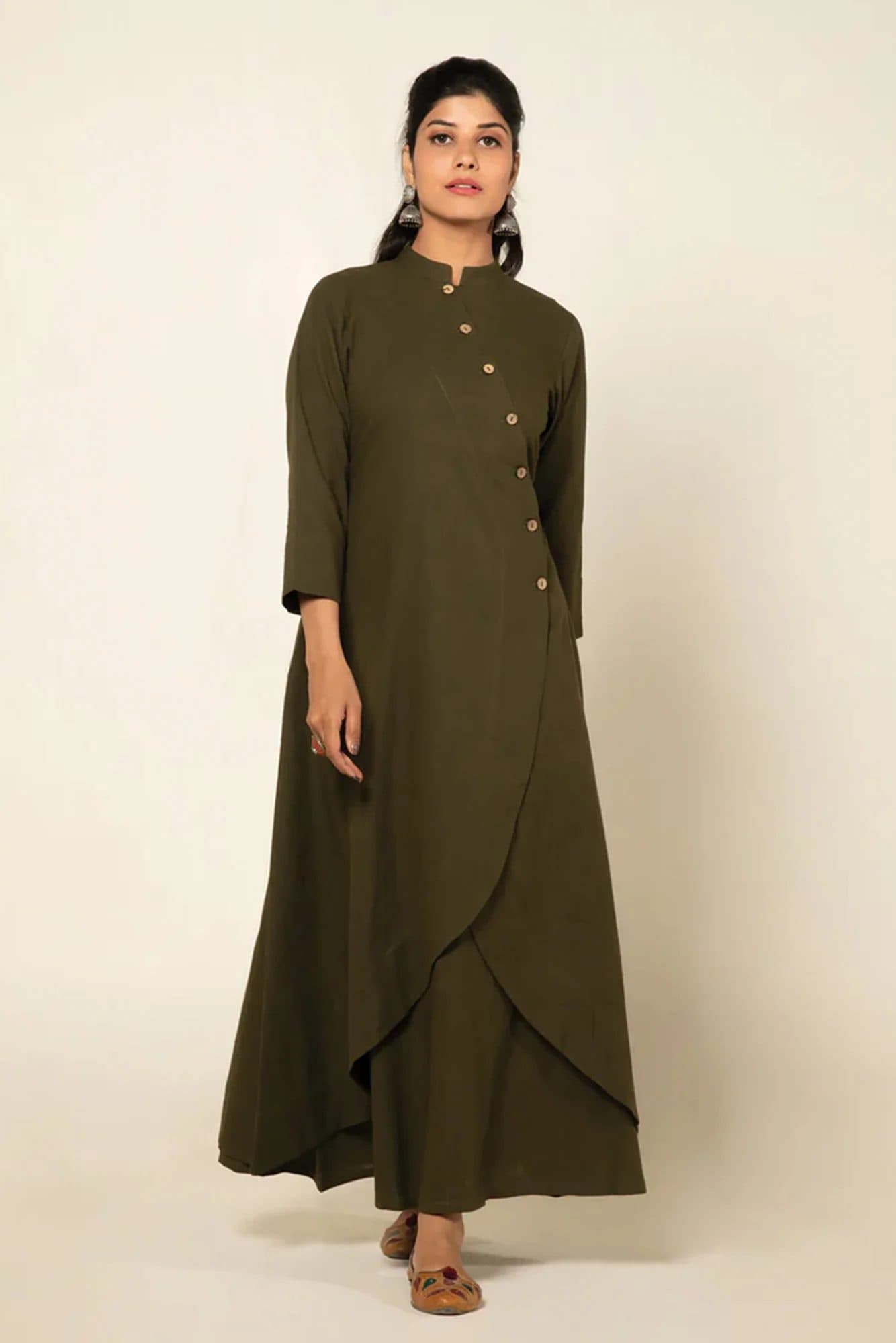 Army Green Everyday Elegance Kurta Set image 2