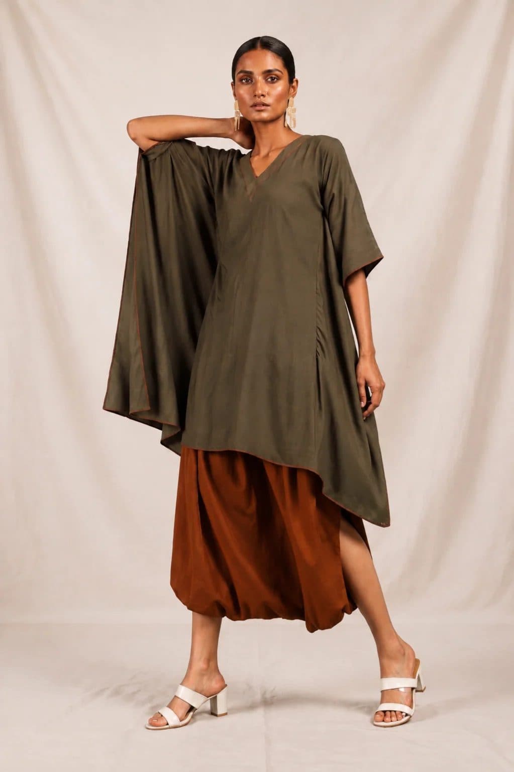 Army Green Sufi Sage Co-ord Set image 1