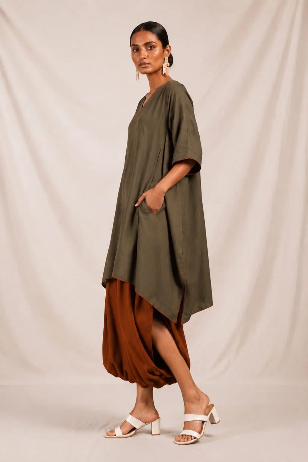 Army Green Sufi Sage Co-ord Set image 4