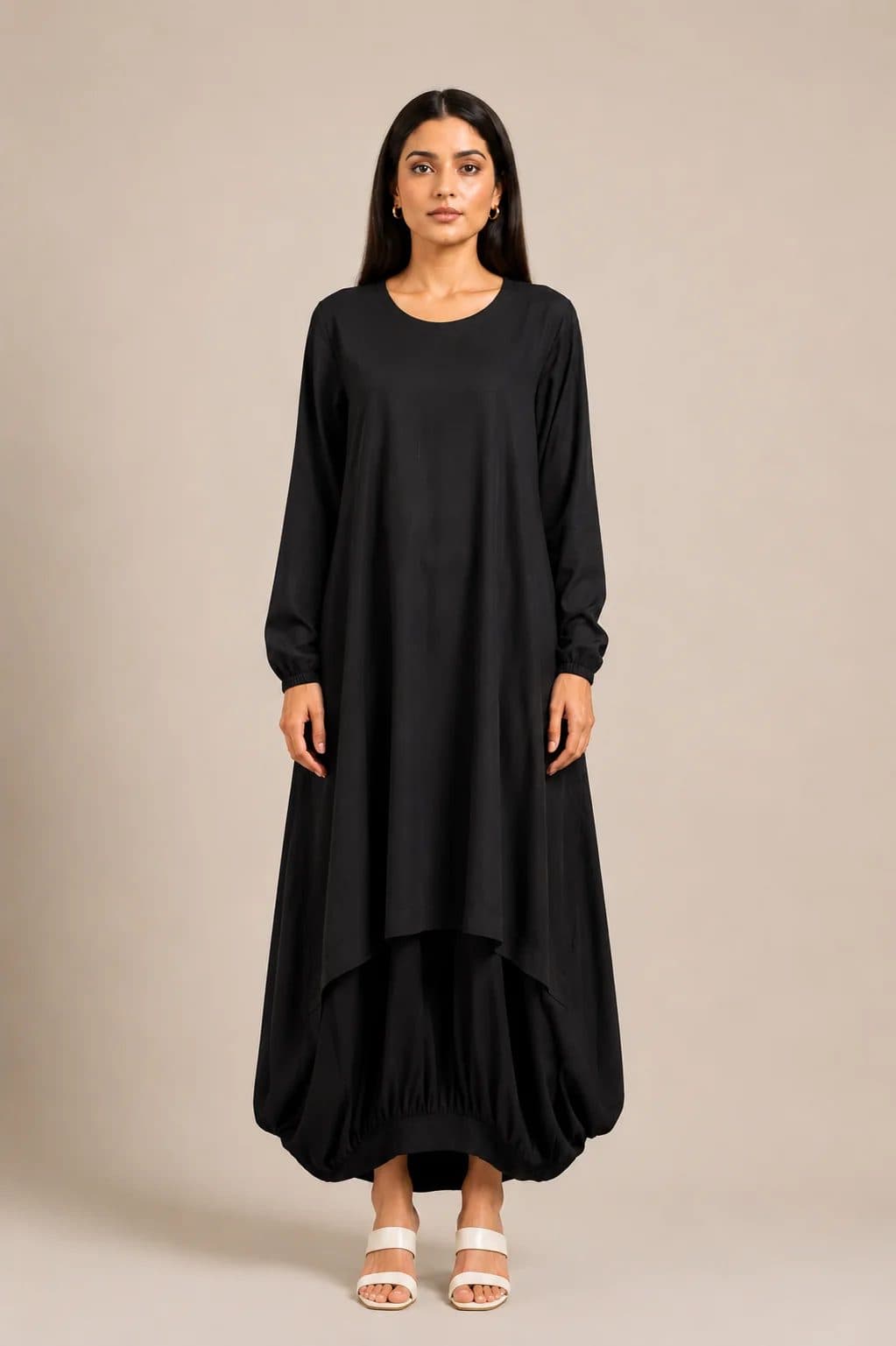 Black Boho Balloon Dress image 2