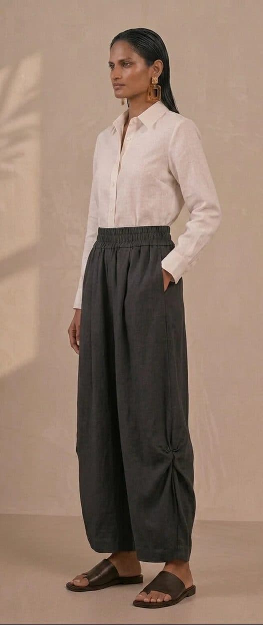 Black Wide Leg Lantern Pants image 3