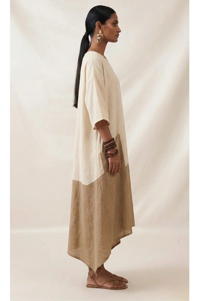 Earthy Two-Tone Handkerchief Shift image 3