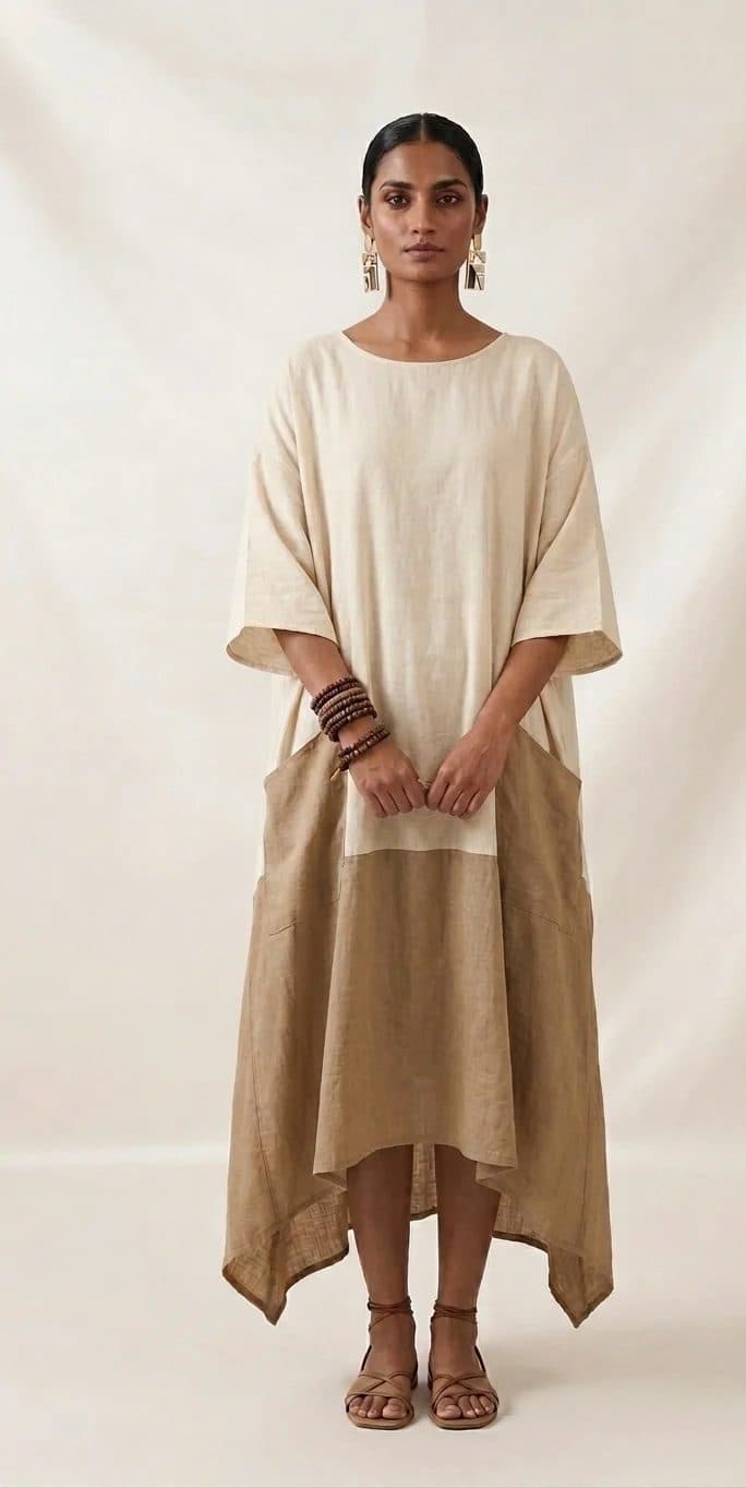 Earthy Two-Tone Handkerchief Shift image 1