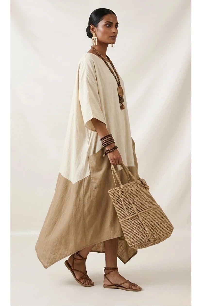Earthy Two-Tone Handkerchief Shift image 2