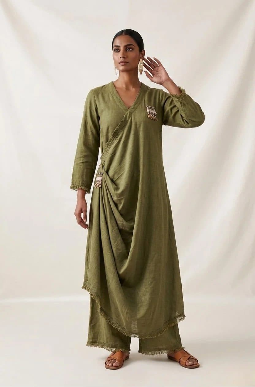Green Sufi Drape Co-ord Set image 1