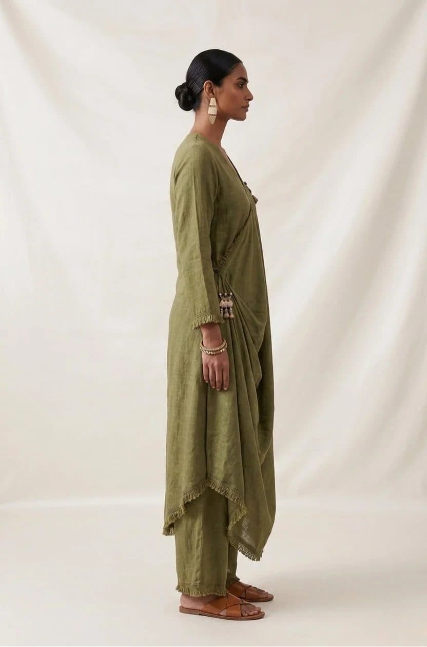 Green Sufi Drape Co-ord Set image 3