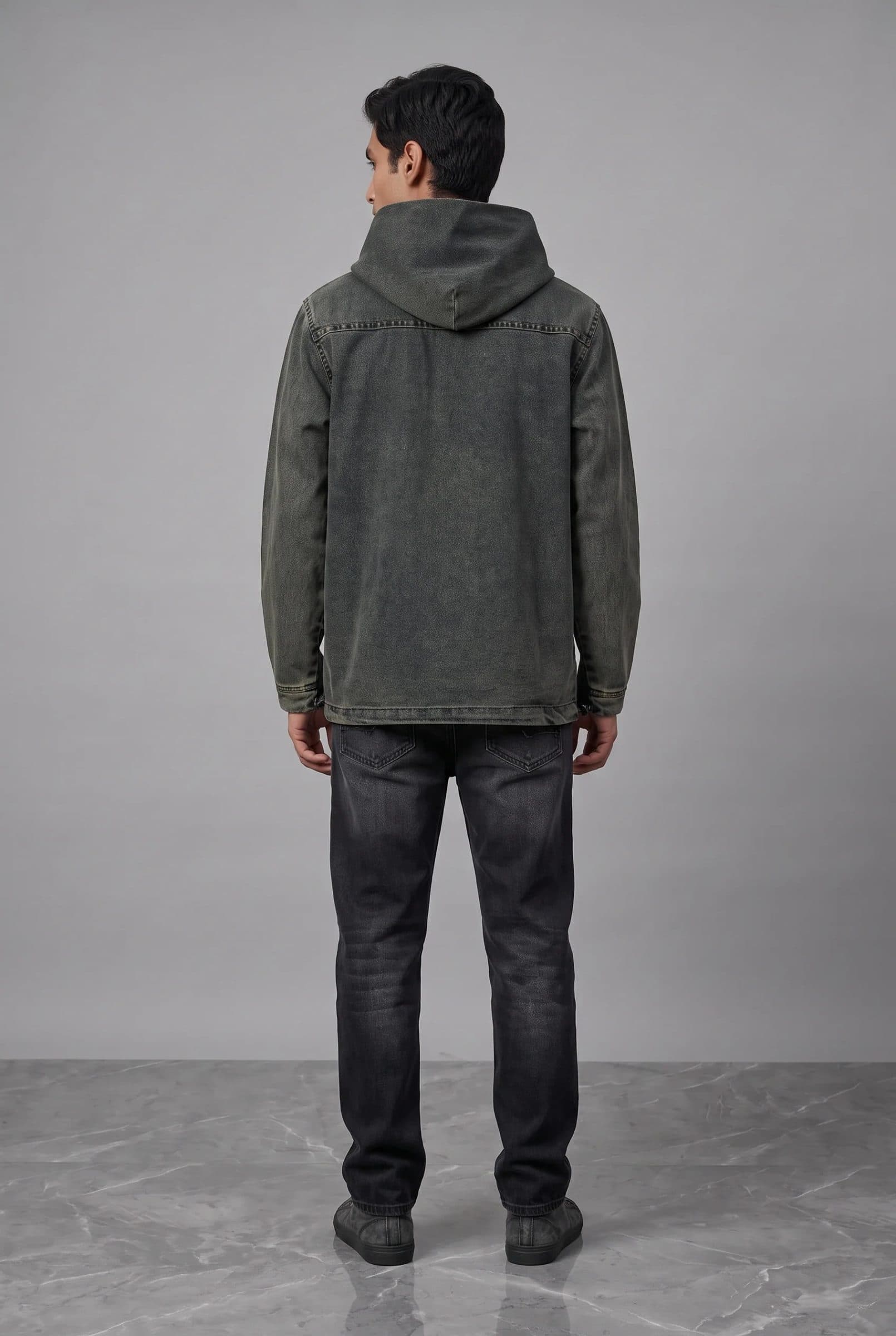 ACID WASH DENIM MEN'S HOODIE image 5