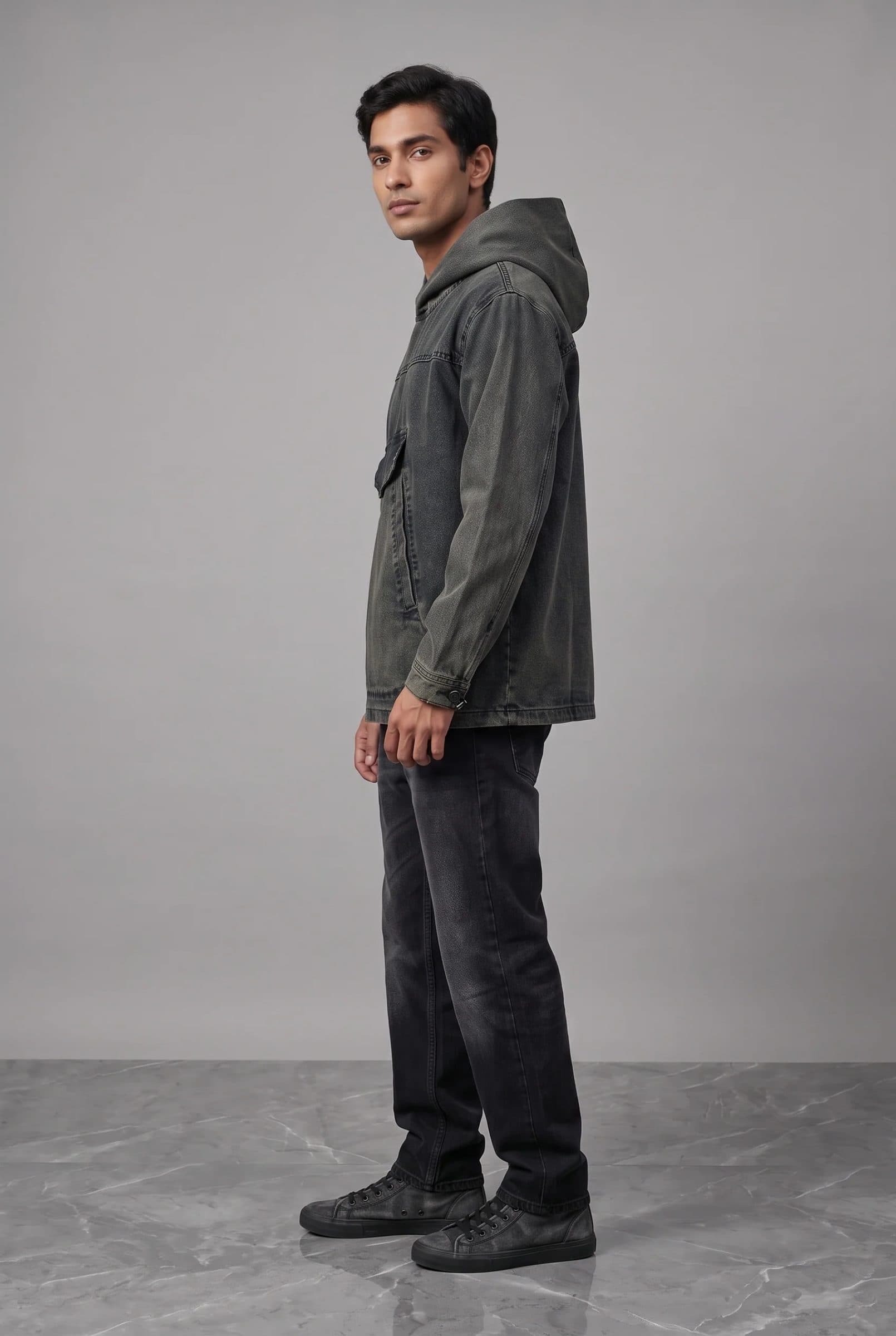 ACID WASH DENIM MEN'S HOODIE image 8