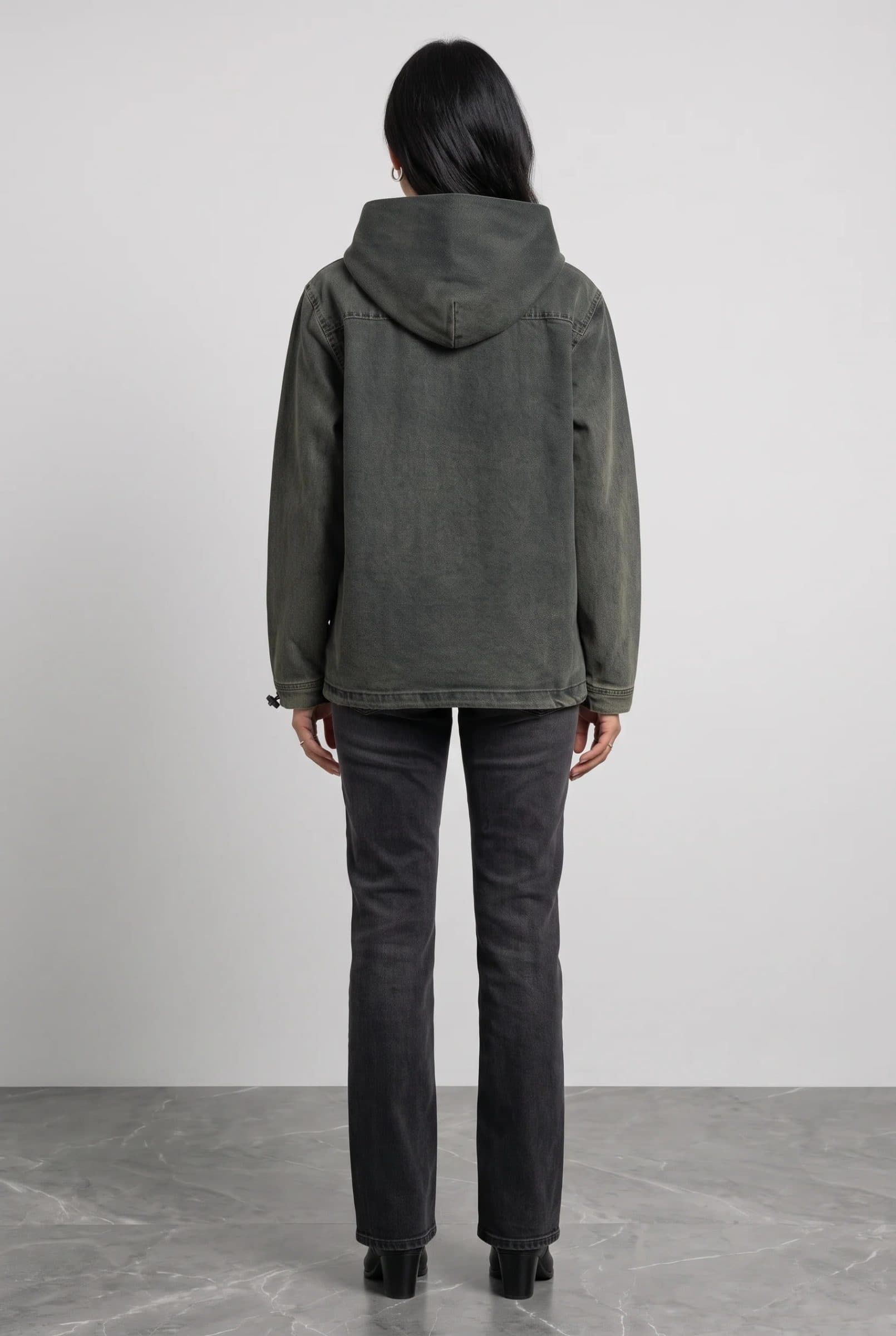 ACID WASH DENIM WOMEN'S HOODIE image 5