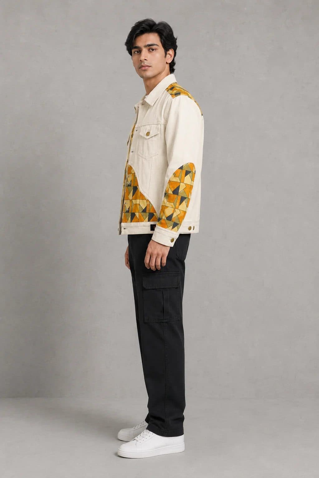BEIGE PATCHWORK MEN'S JACKET image 5