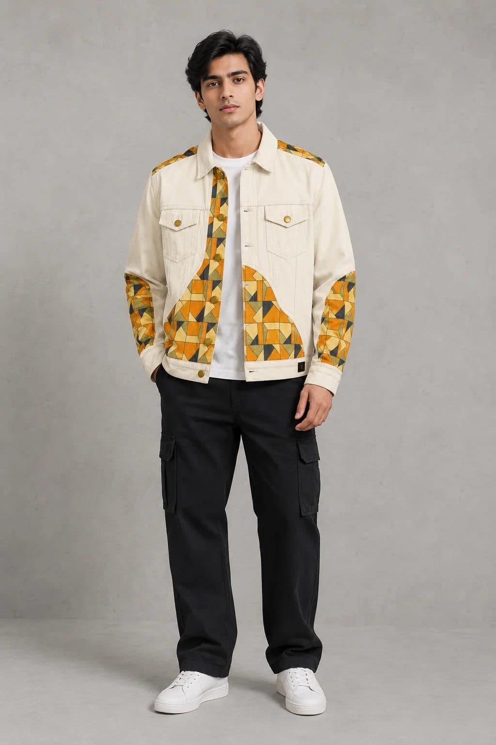 BEIGE PATCHWORK MEN'S JACKET image 7