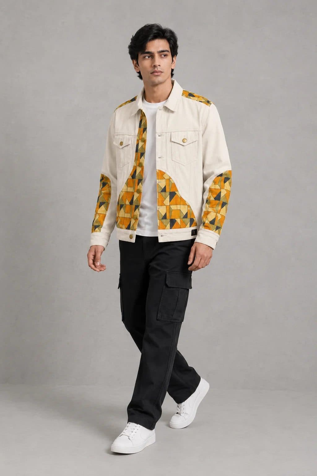 BEIGE PATCHWORK MEN'S JACKET image 6