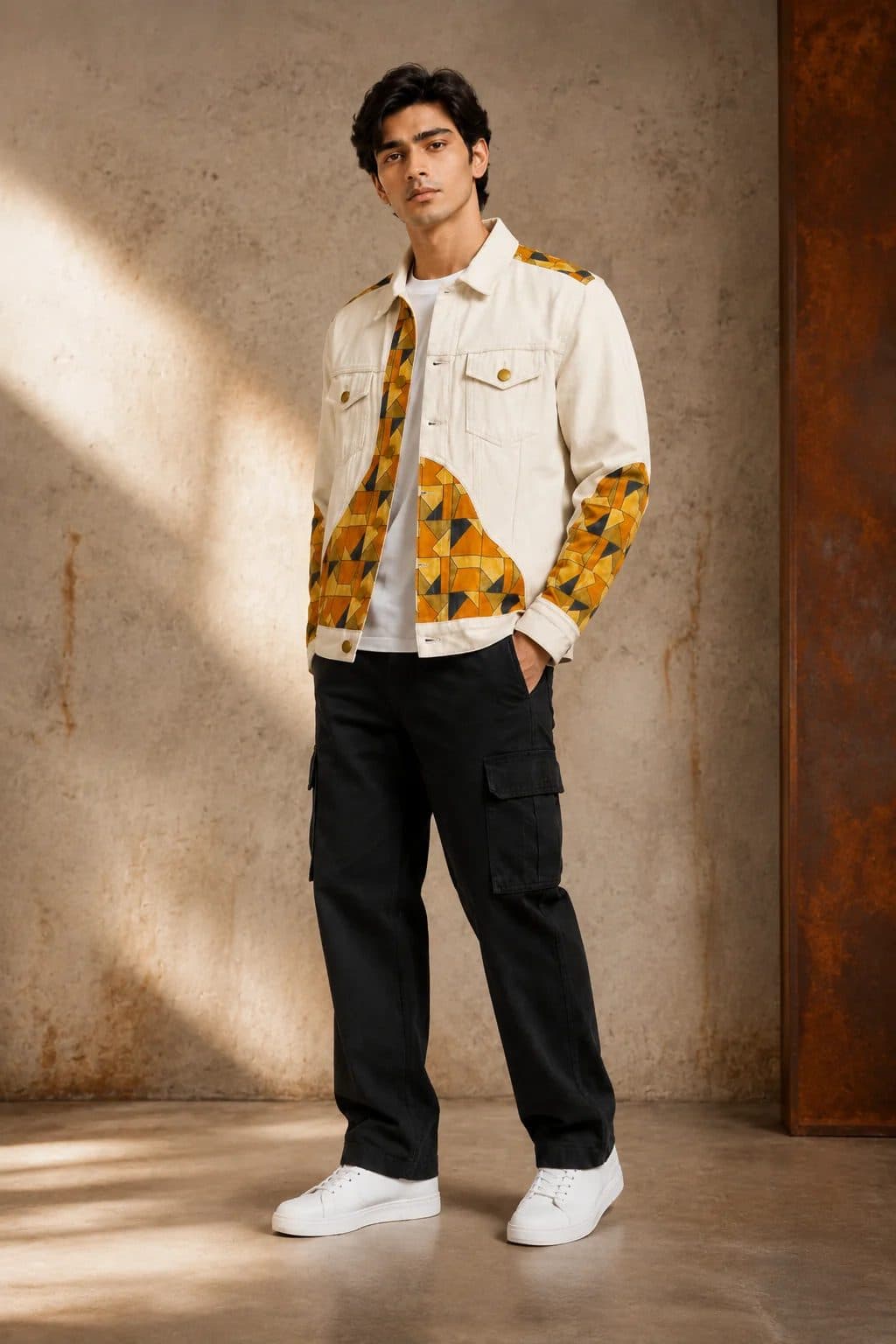 BEIGE PATCHWORK MEN'S JACKET image 8