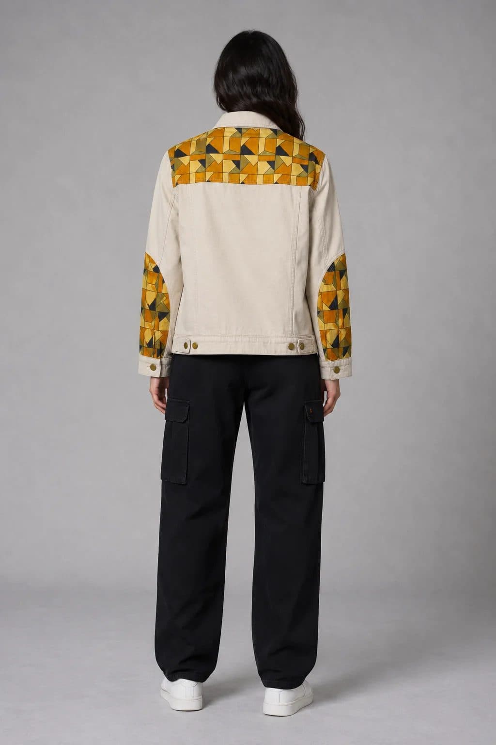 BEIGE PATCHWORK WOMEN'S JACKET image 4