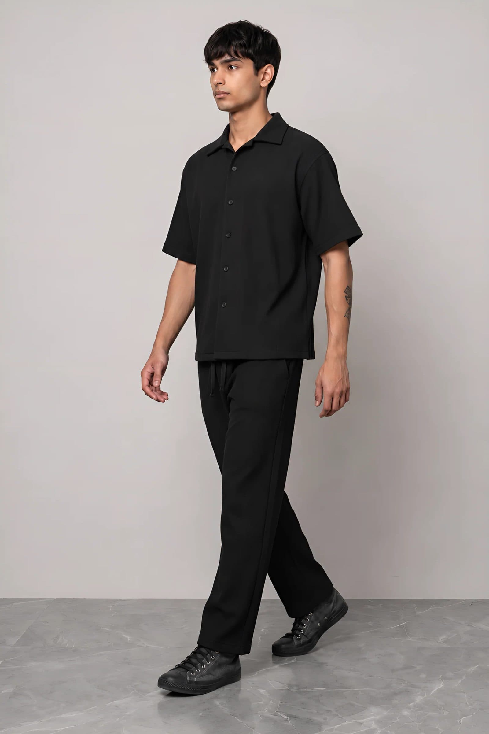 BLACK CO-ORD SET MEN'S SHIRT image 8