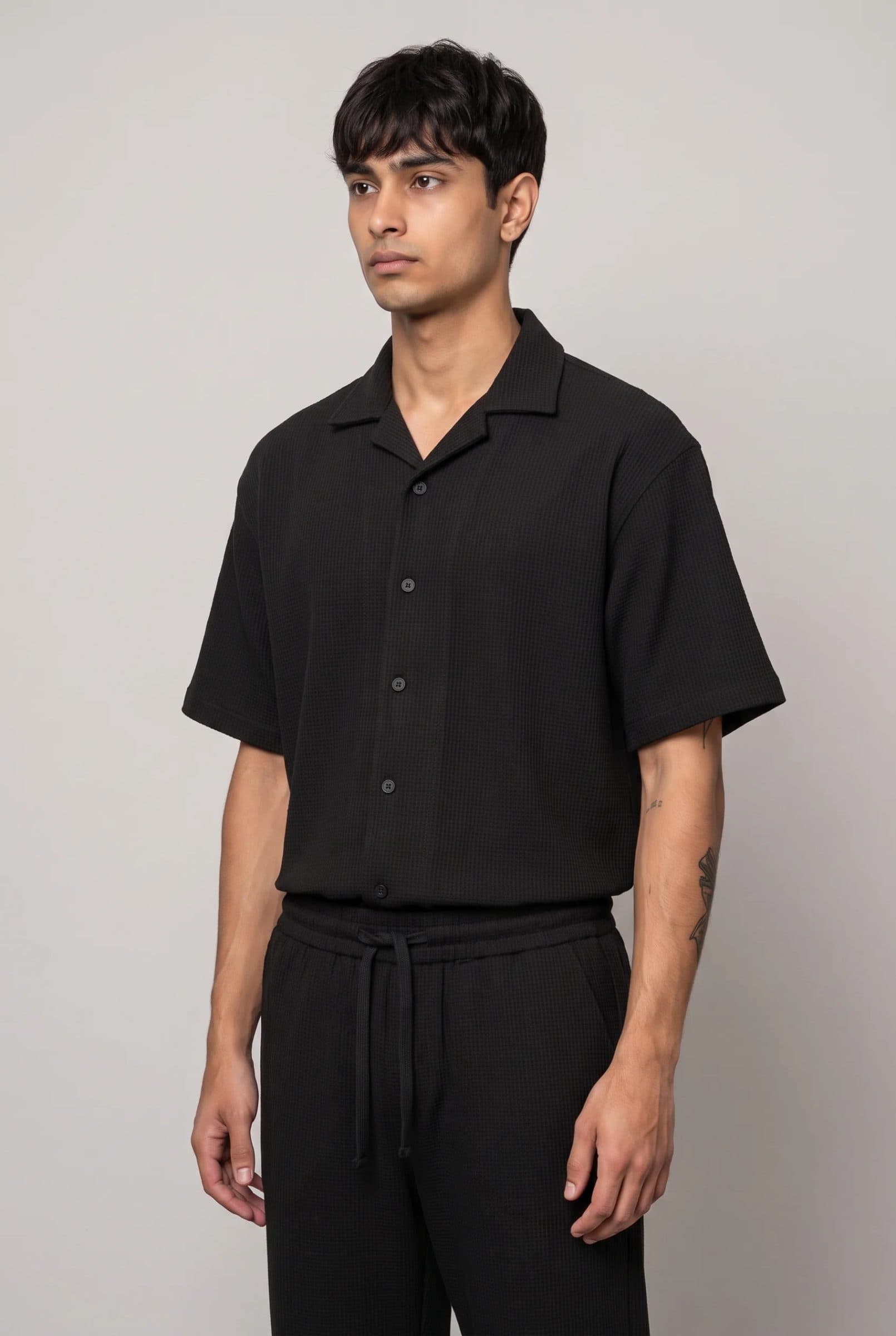 BLACK CO-ORD SET MEN'S SHIRT image 3